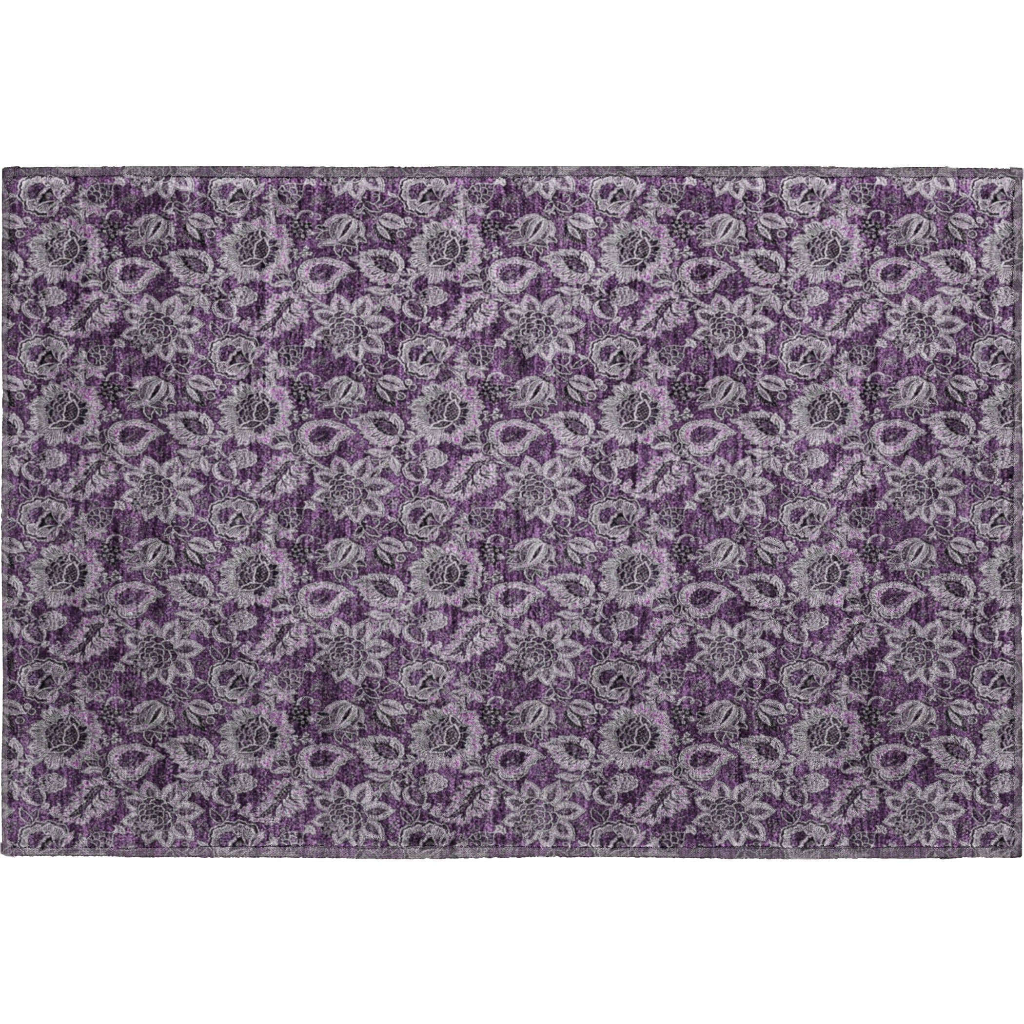 Havana Machine Washable Transitional Eggplant Purple Rug 1'8" x 2'6" #shape_Rectangle