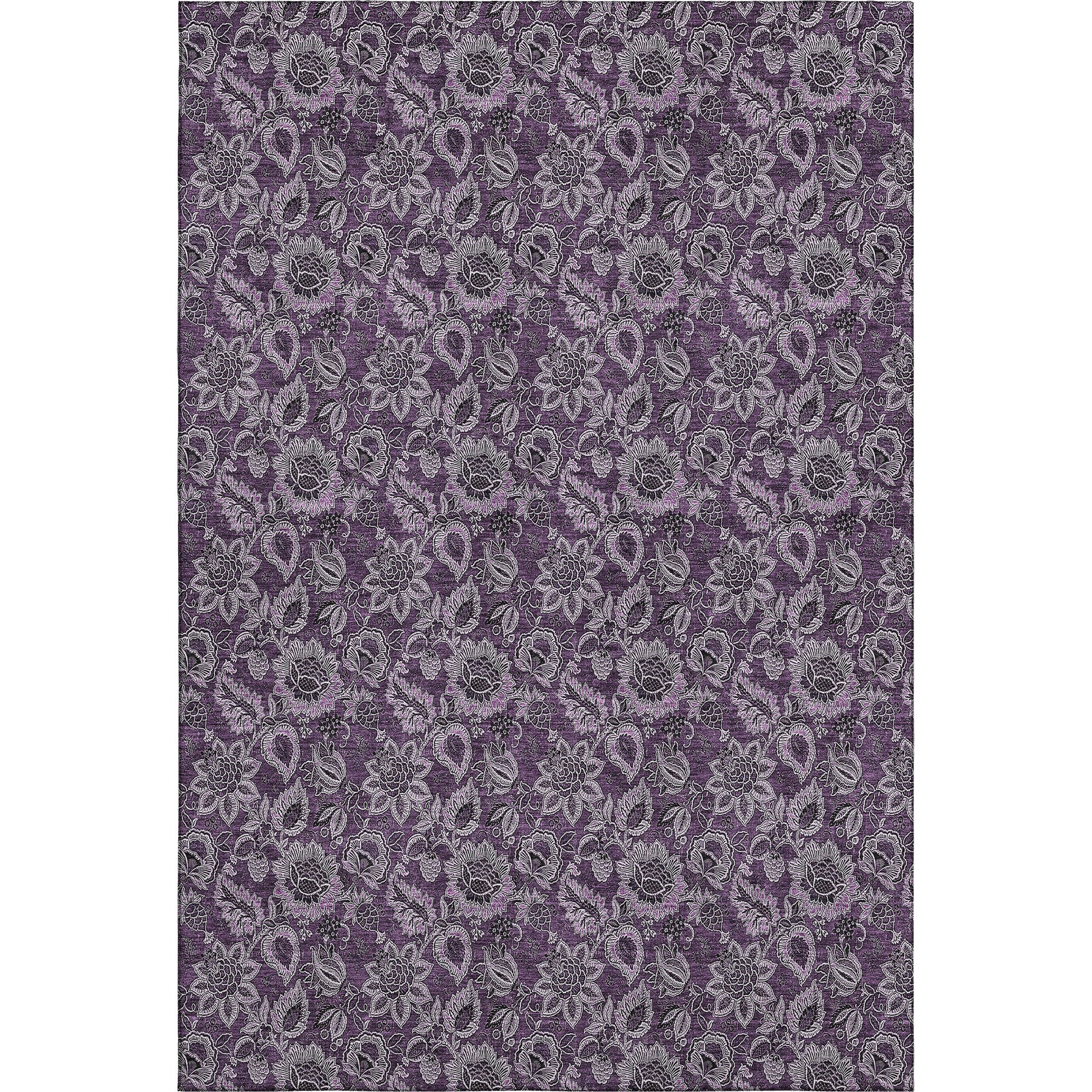 Havana Machine Washable Transitional Eggplant Purple Rug 2'6" x 3'10" #shape_Rectangle
