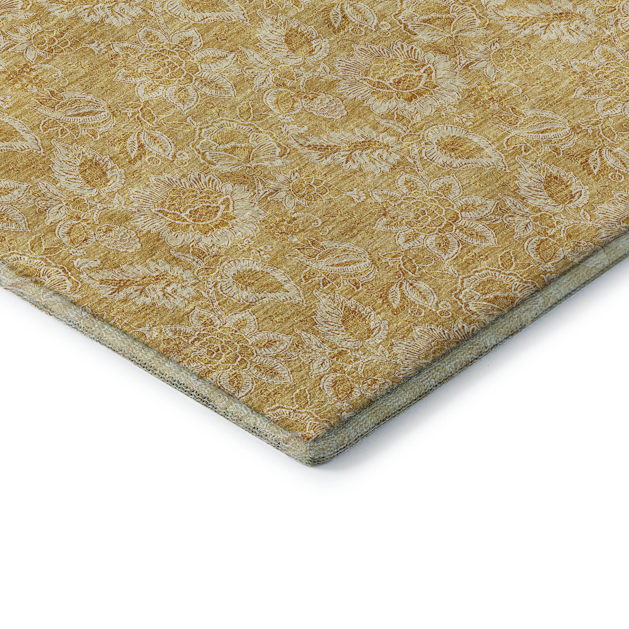 Havana Machine Washable Transitional Gold Rug 1'8" x 2'6" #shape_Rectangle