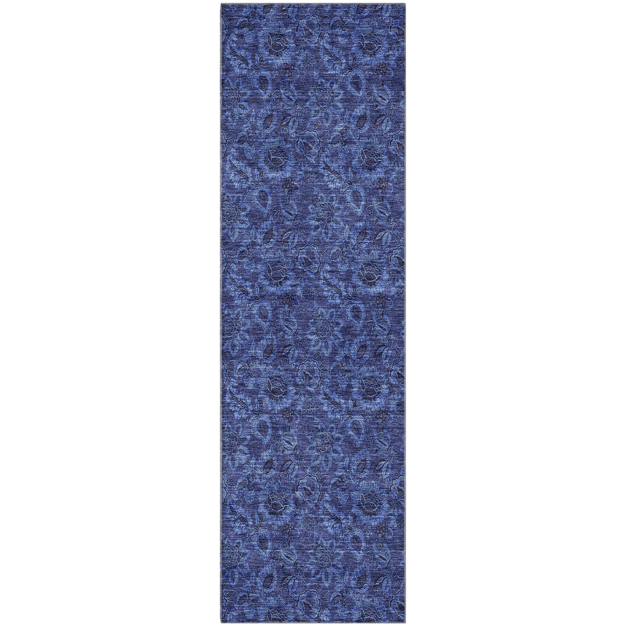 Havana Machine Washable Transitional Navy Blue Rug 2'3" x 7'6" #shape_Runner