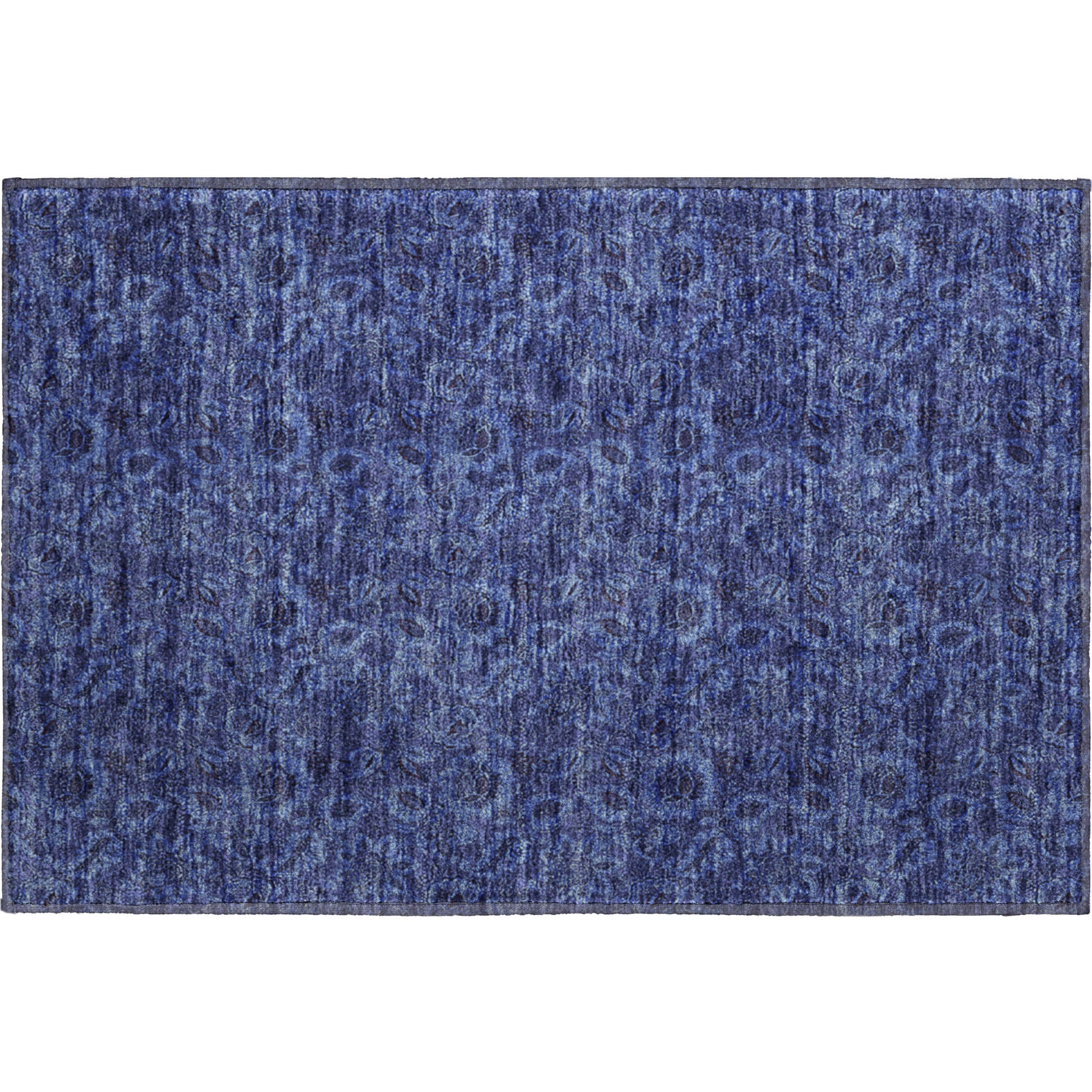 Havana Machine Washable Transitional Navy Blue Rug 1'8" x 2'6" #shape_Rectangle