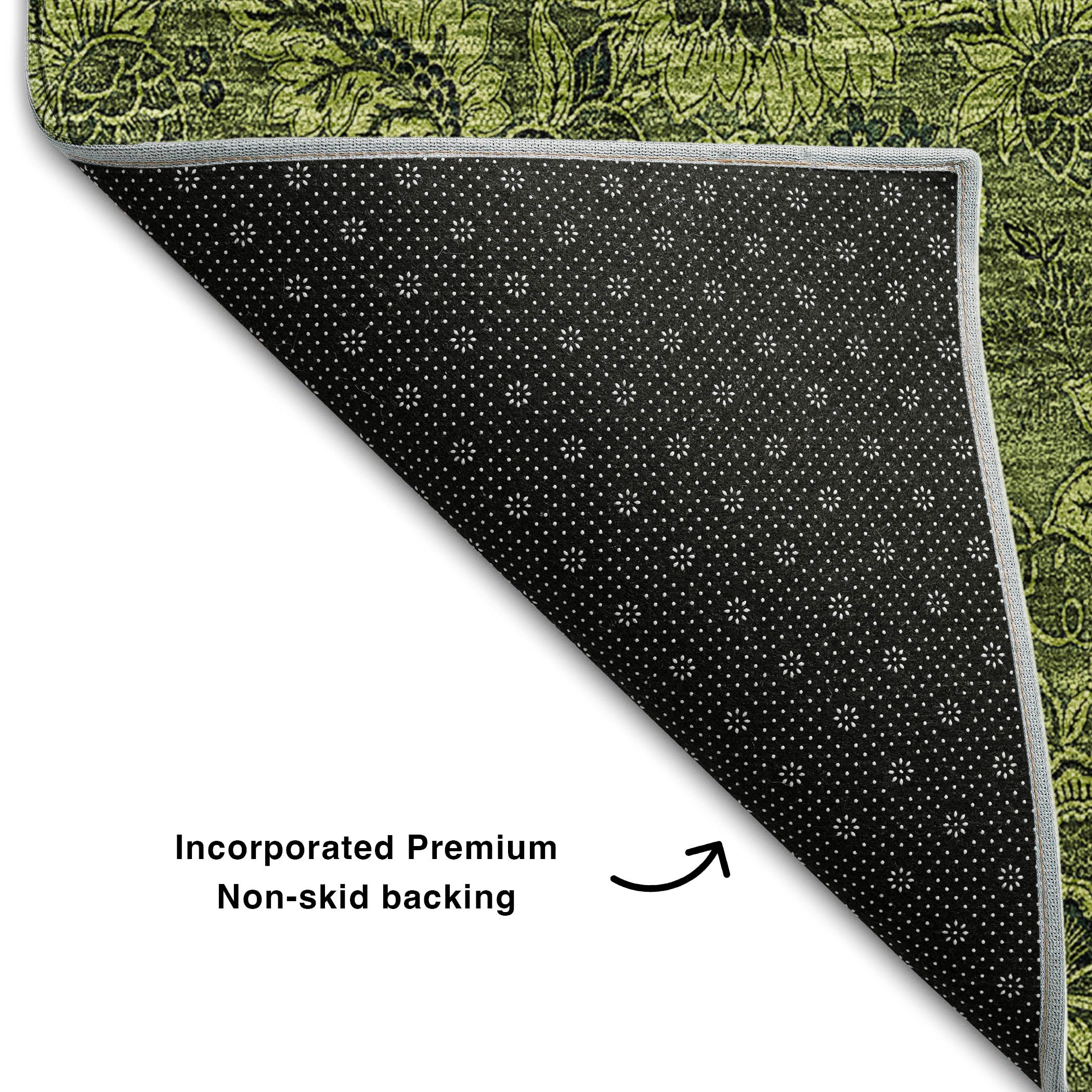 Havana Machine Washable Transitional Olive Green Rug 1'8" x 2'6" #shape_Rectangle