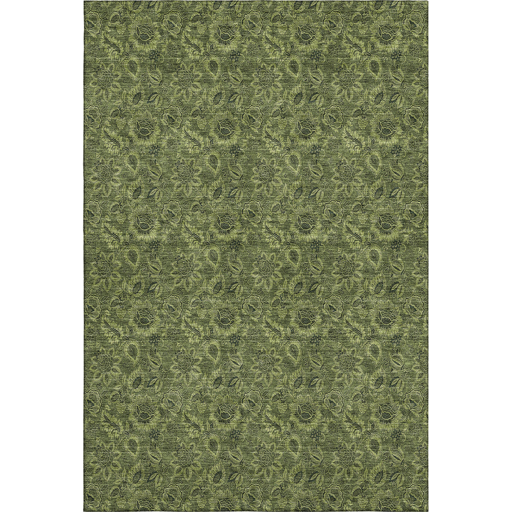 Havana Machine Washable Transitional Olive Green Rug 2'6" x 3'10" #shape_Rectangle
