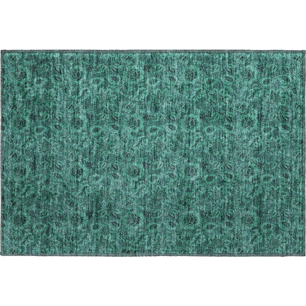Havana Machine Washable Transitional Teal Rug 1'8" x 2'6"