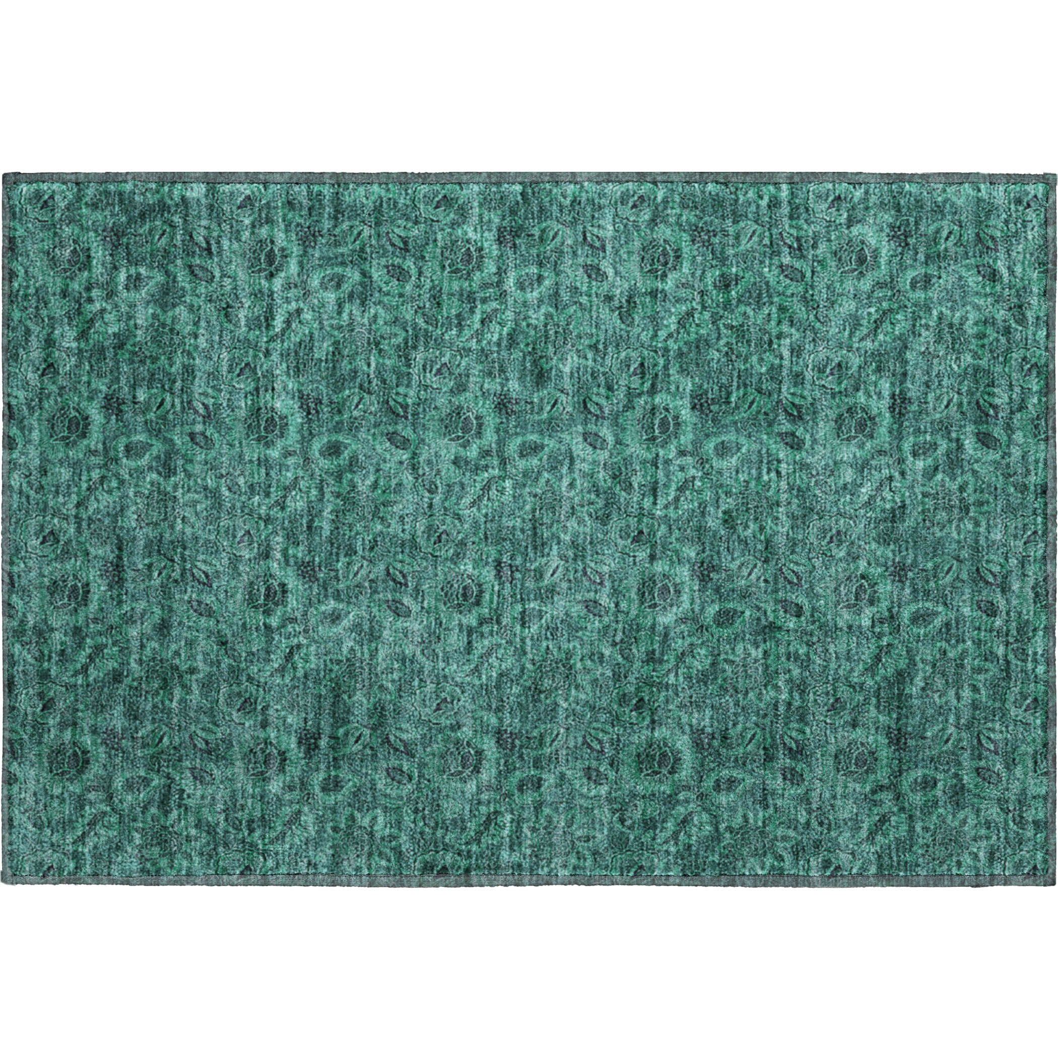 Havana Machine Washable Transitional Teal Rug 1'8" x 2'6" #shape_Rectangle