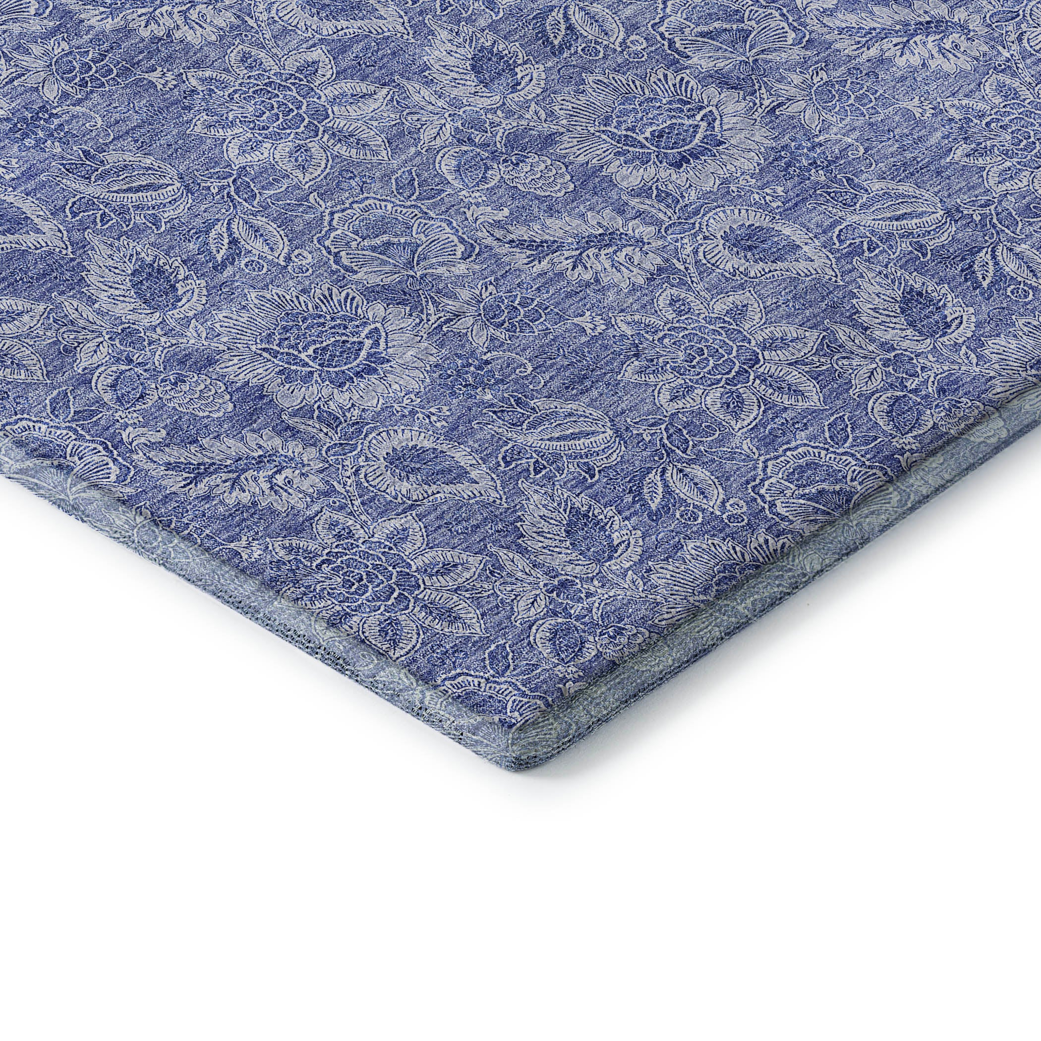 Oslo Machine Washable Transitional Denim Blue Rug 1'8" x 2'6" #shape_Rectangle