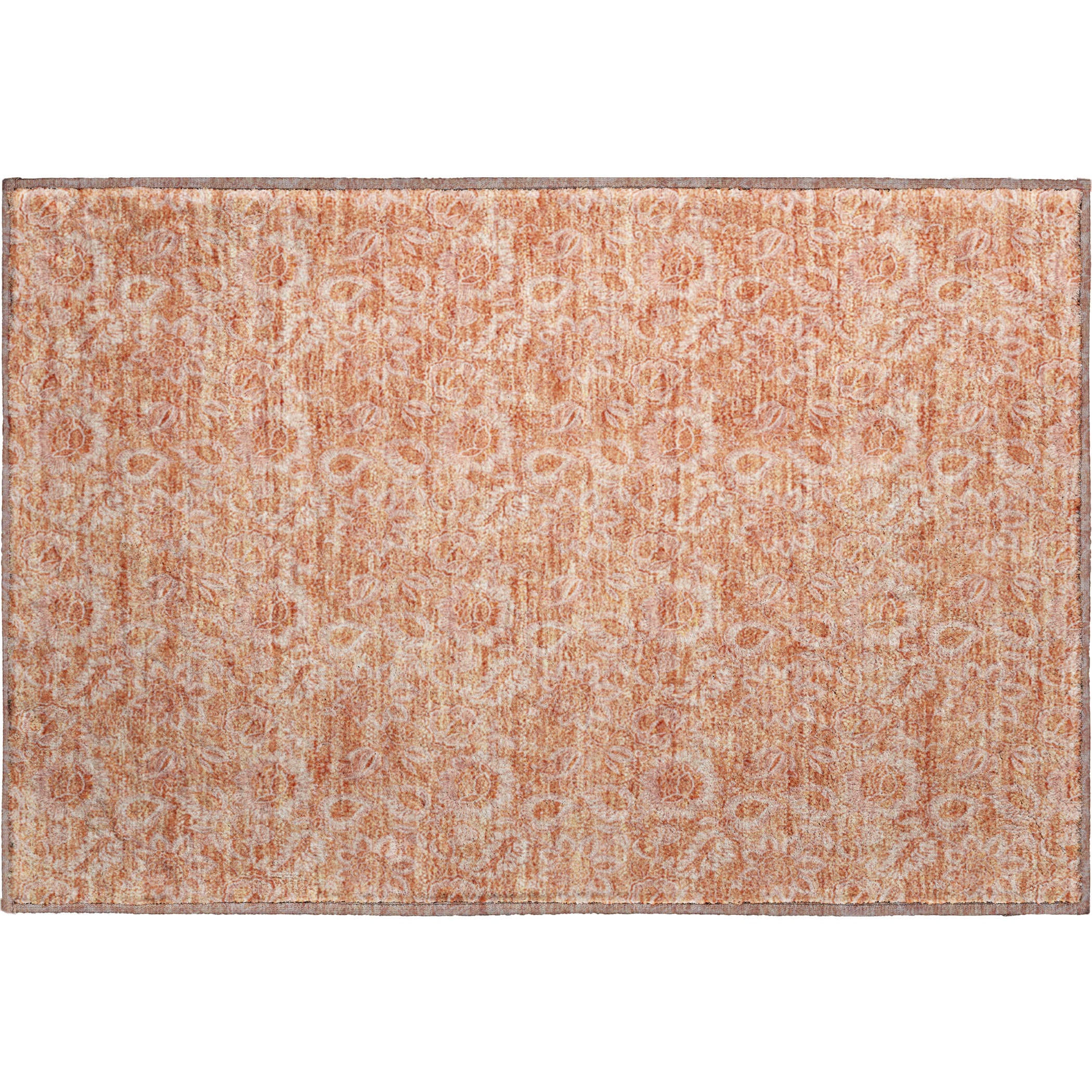 Oslo Machine Washable Transitional Salmon Orange Rug 1'8" x 2'6" #shape_Rectangle