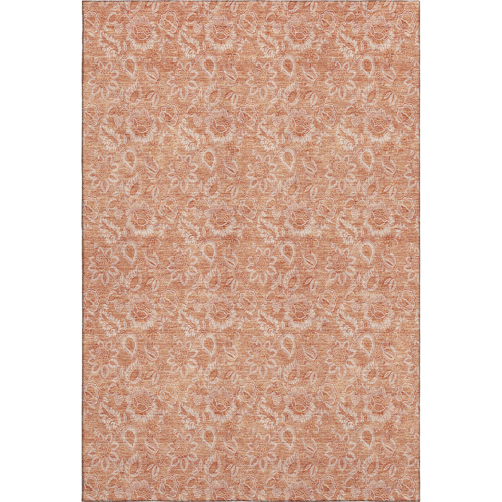Oslo Machine Washable Transitional Salmon Orange Rug 2'6" x 3'10" #shape_Rectangle