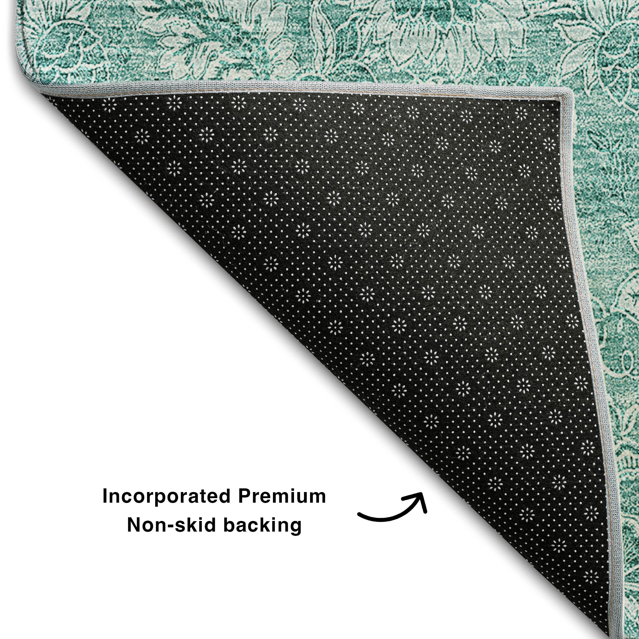 Oslo Machine Washable Transitional Teal Rug 1'8" x 2'6" #shape_Rectangle