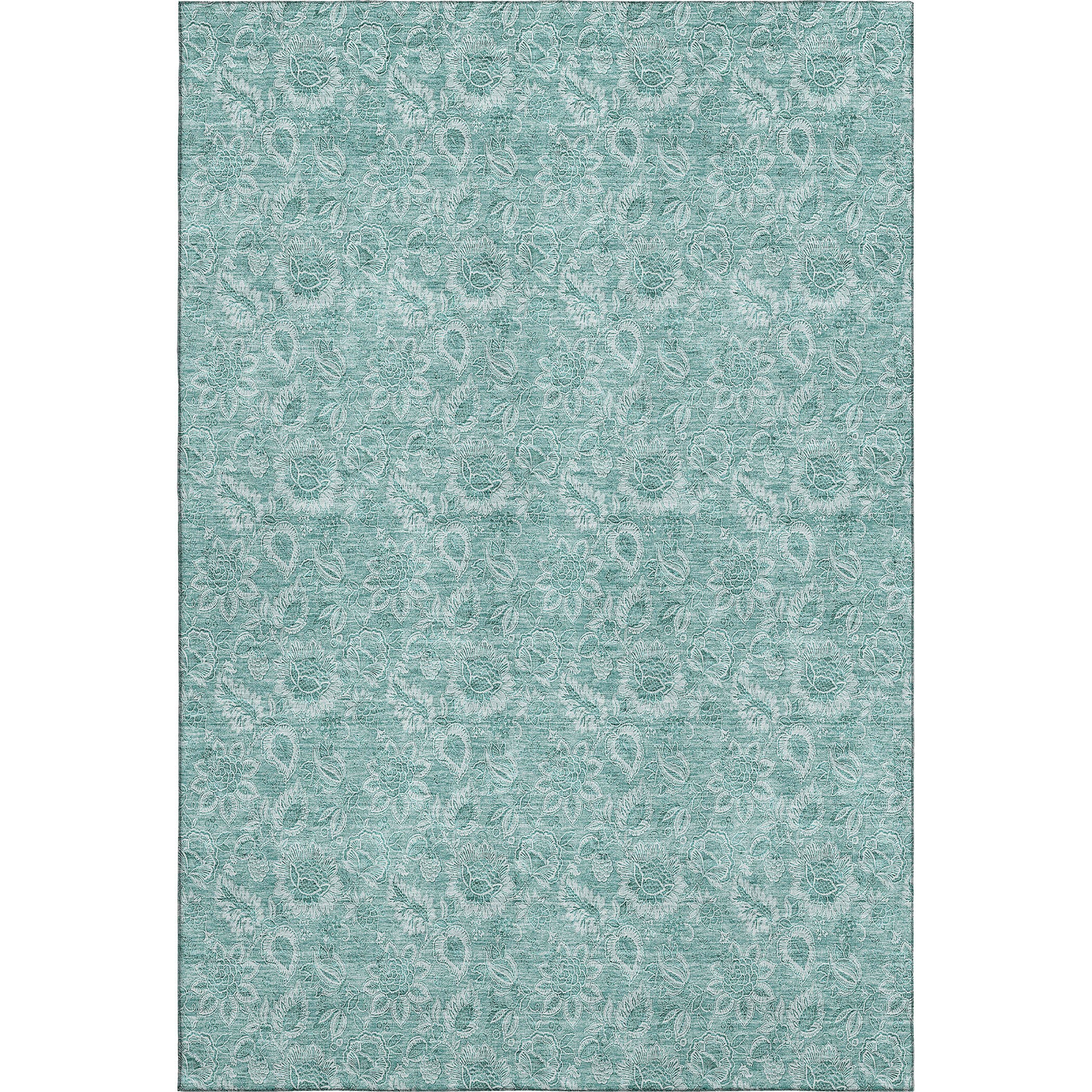 Oslo Machine Washable Transitional Teal Rug 2'6" x 3'10" #shape_Rectangle