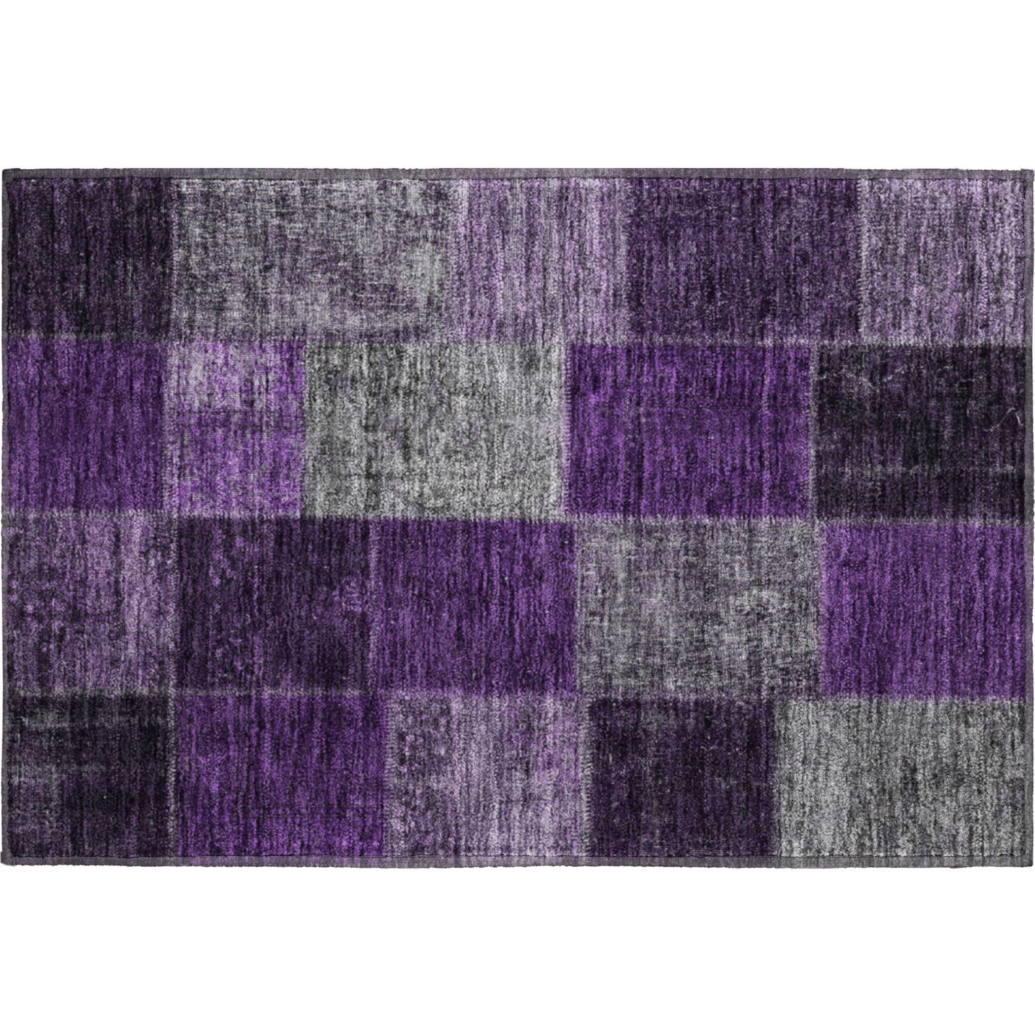Havana Machine Washable Transitional Eggplant Purple Rug 1'8" x 2'6" #shape_Rectangle