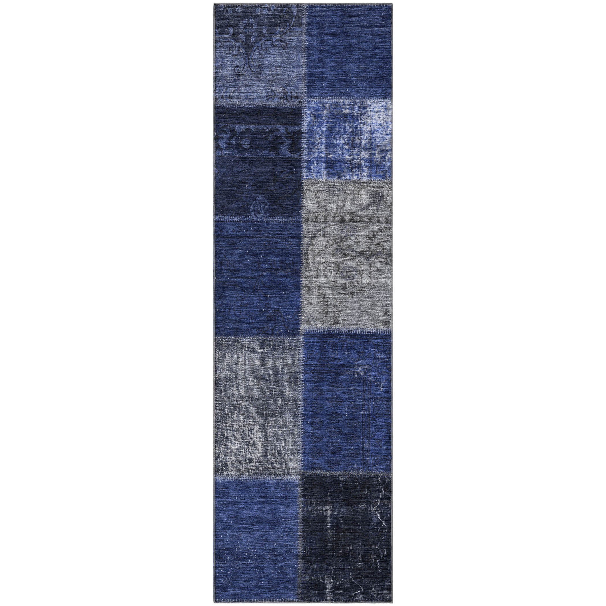 Havana Machine Washable Transitional Navy Blue Rug 2'3" x 7'6" #shape_Runner