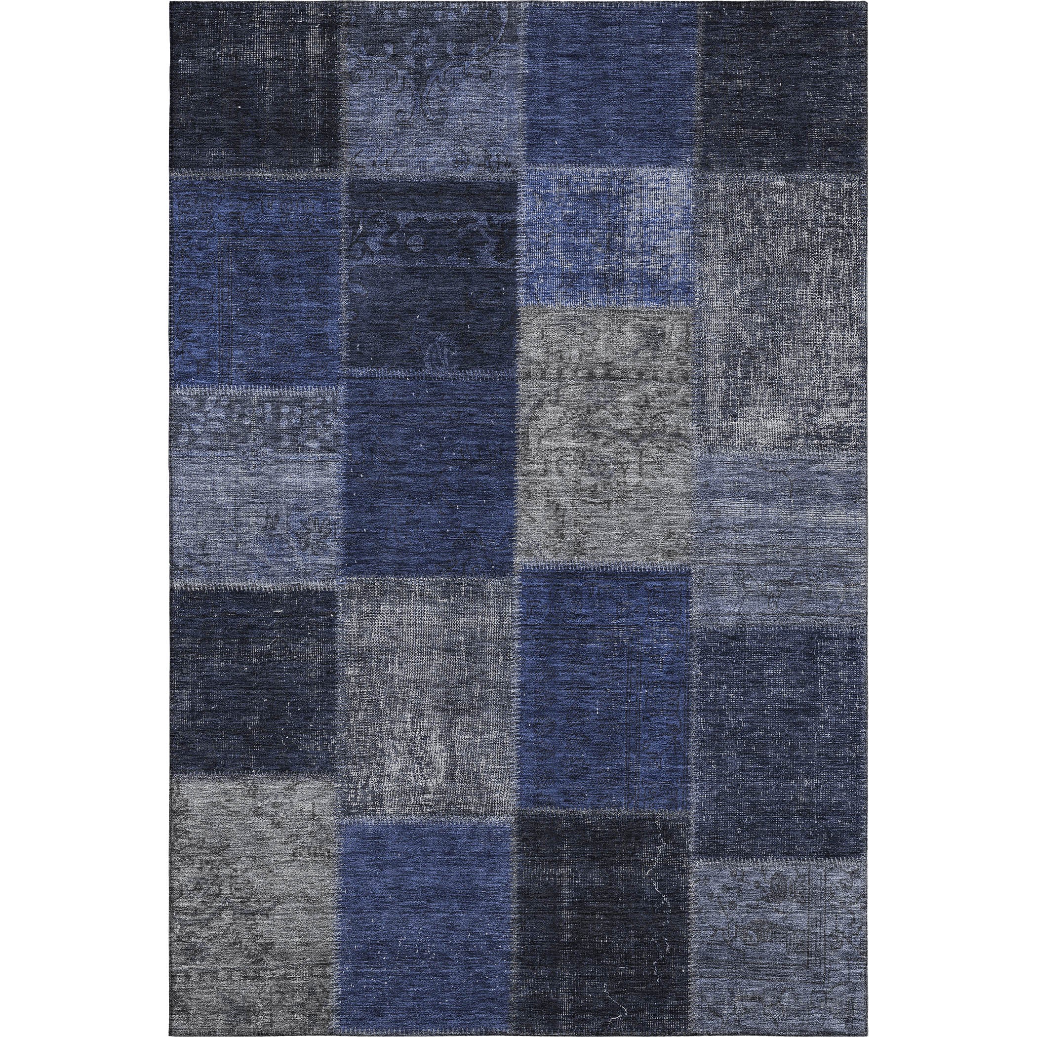 Havana Machine Washable Transitional Navy Blue Rug 2'6" x 3'10" #shape_Rectangle