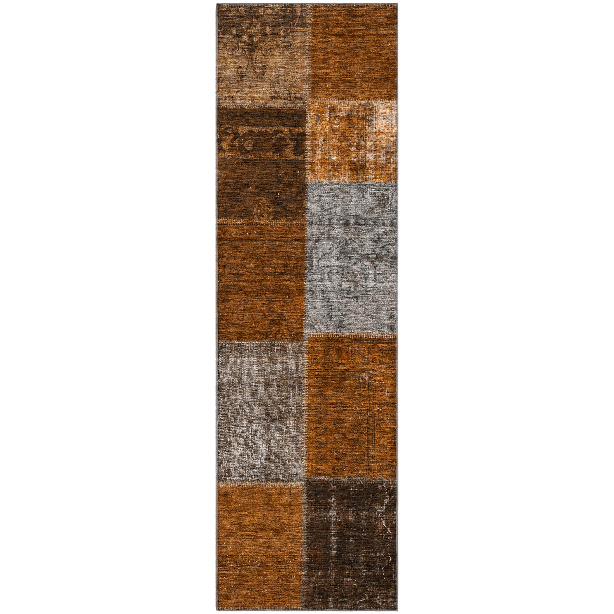Havana Machine Washable Transitional Paprika Orange Rug 2'3" x 7'6" #shape_Runner