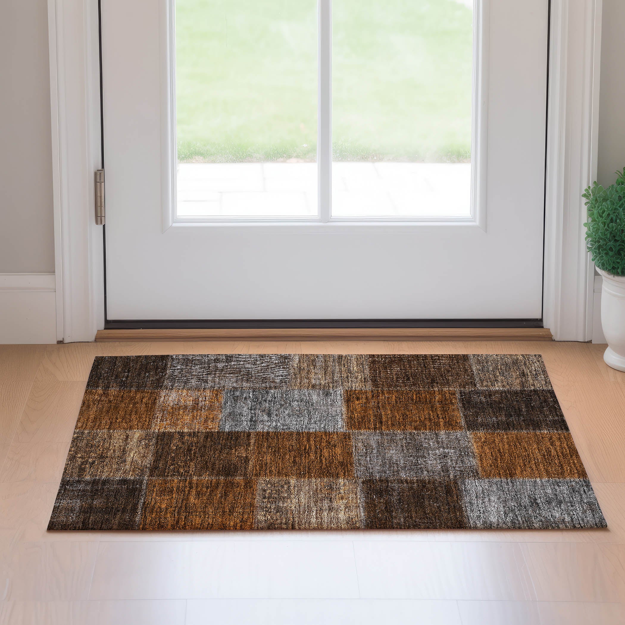 Havana Machine Washable Transitional Paprika Orange Rug 1'8" x 2'6" #shape_Rectangle