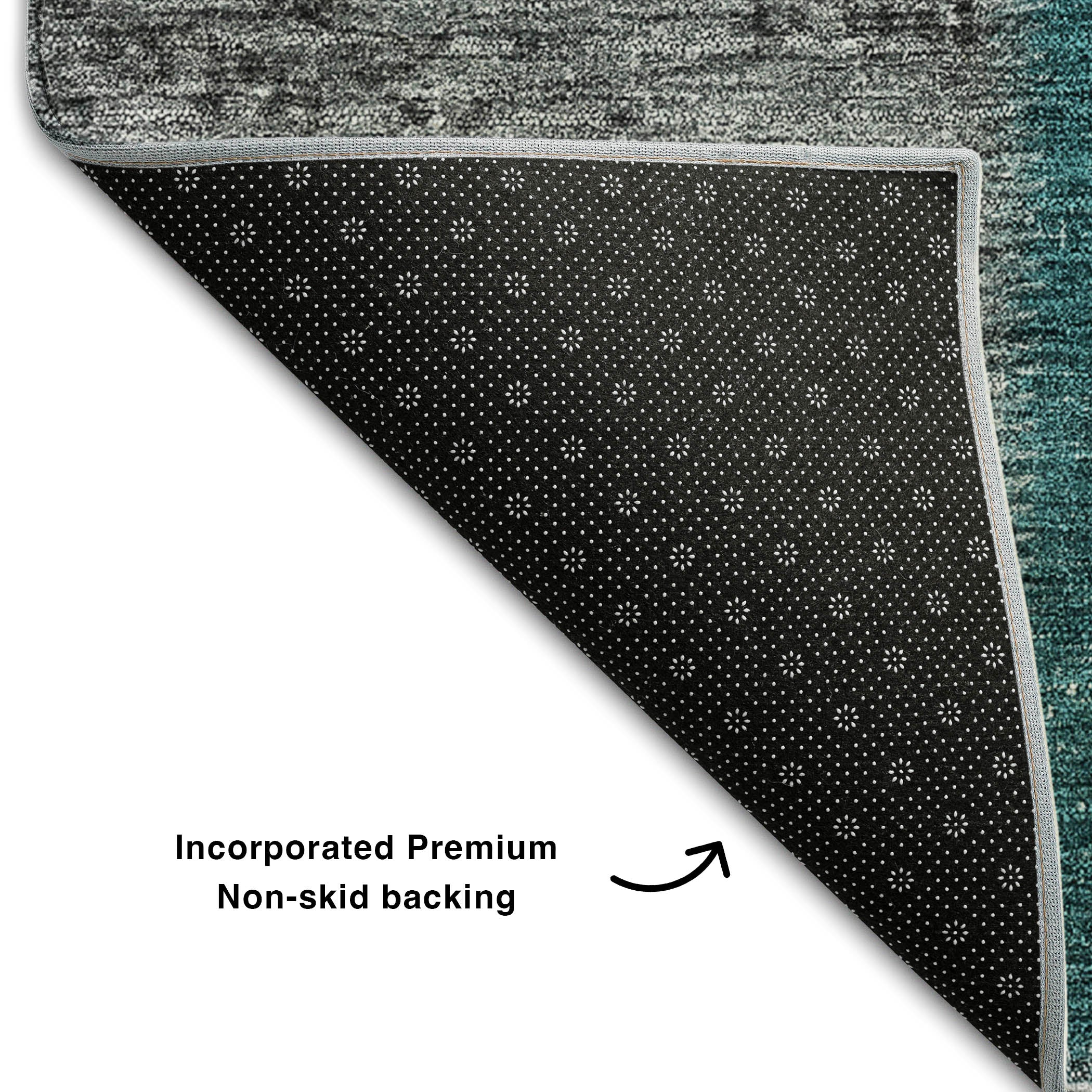 Havana Machine Washable Transitional Teal Rug 1'8" x 2'6" #shape_Rectangle