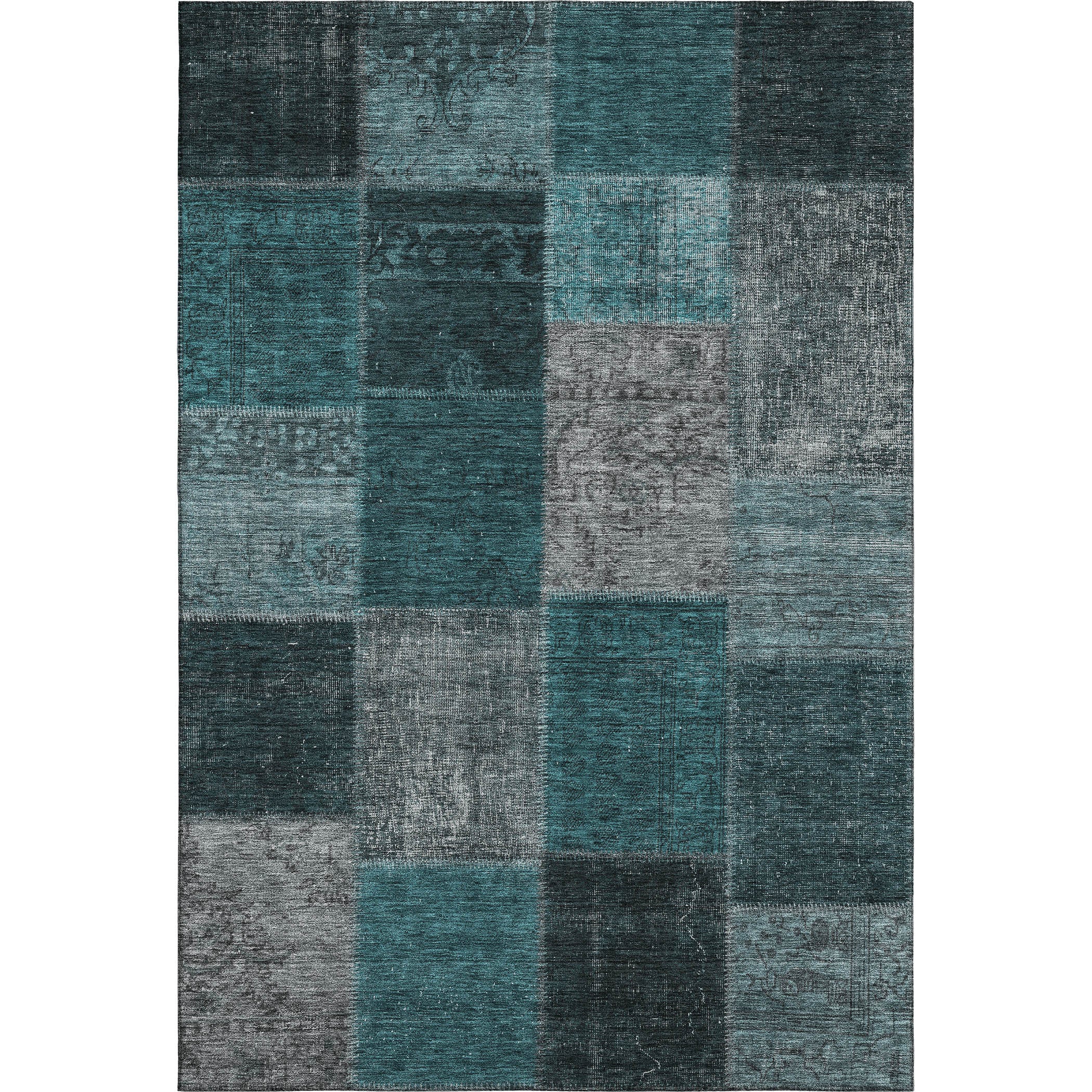Havana Machine Washable Transitional Teal Rug 2'6" x 3'10" #shape_Rectangle
