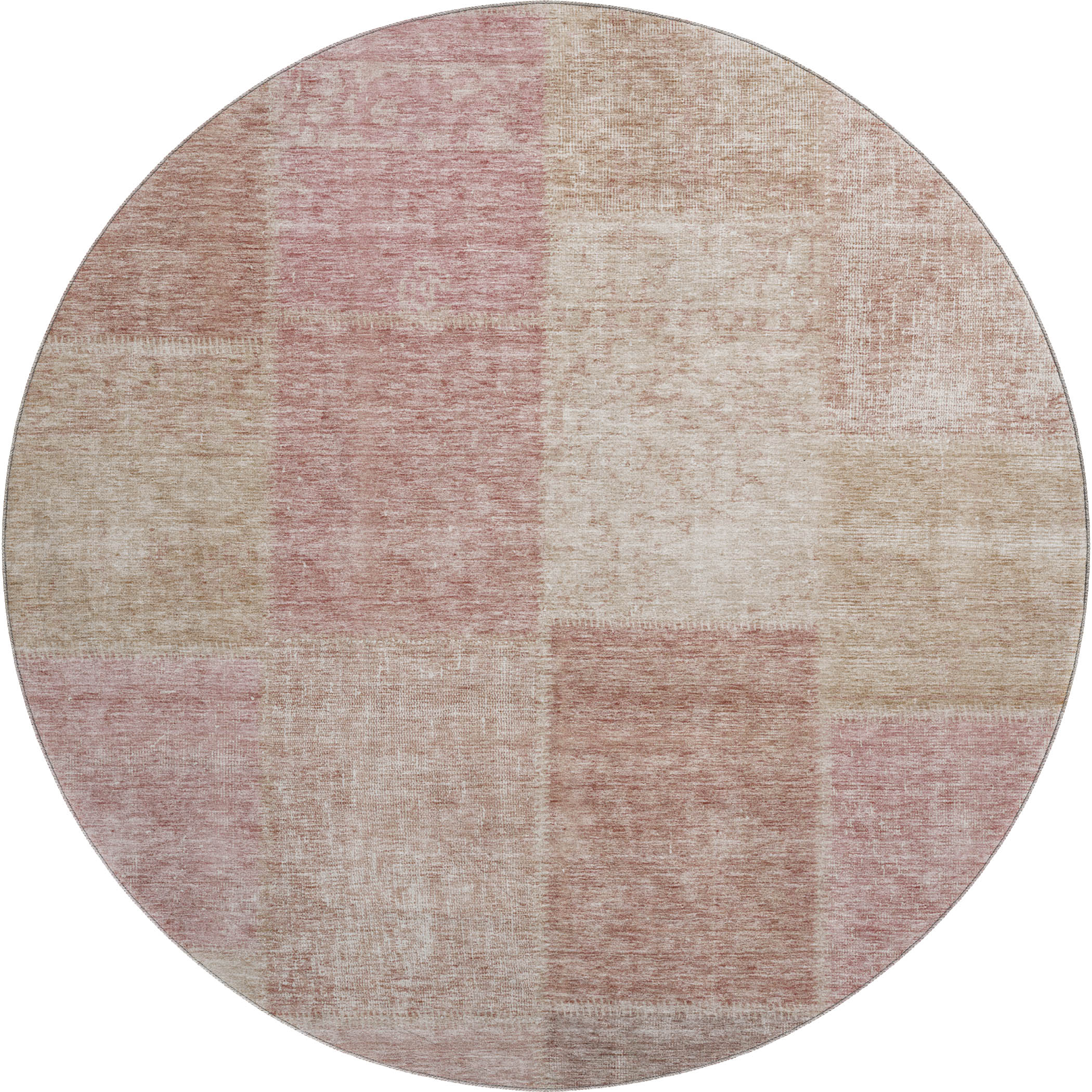 Dublin Machine Washable Transitional Blush Pink Rug 8' x 8' #shape_Round