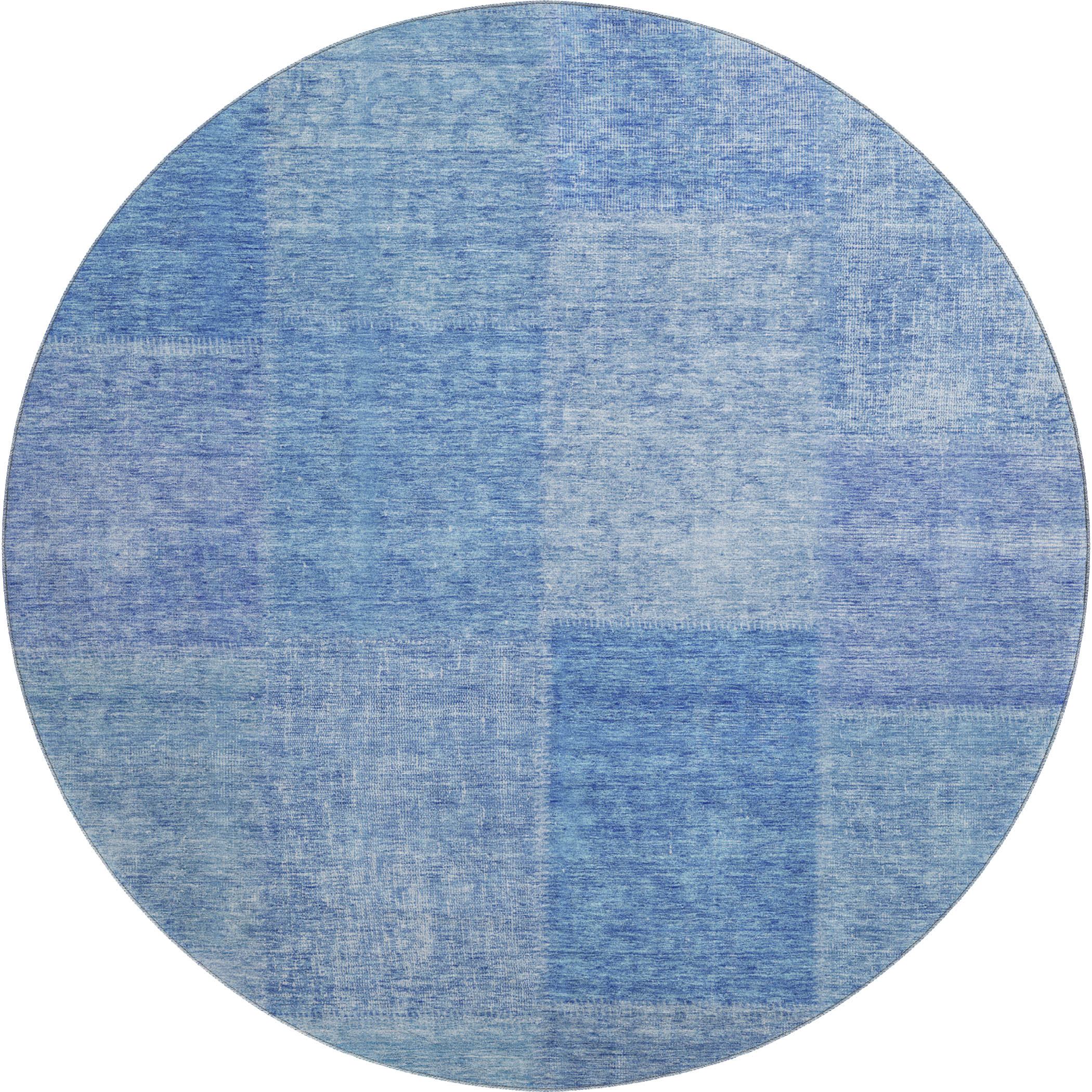 Dublin Machine Washable Transitional Denim Blue Rug 8' x 8' #shape_Round