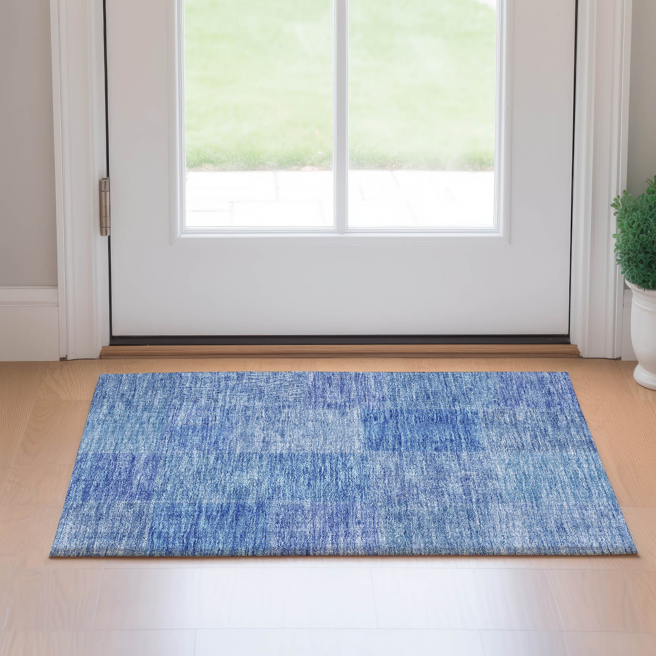 Dublin Machine Washable Transitional Denim Blue Rug 1'8" x 2'6" #shape_Rectangle