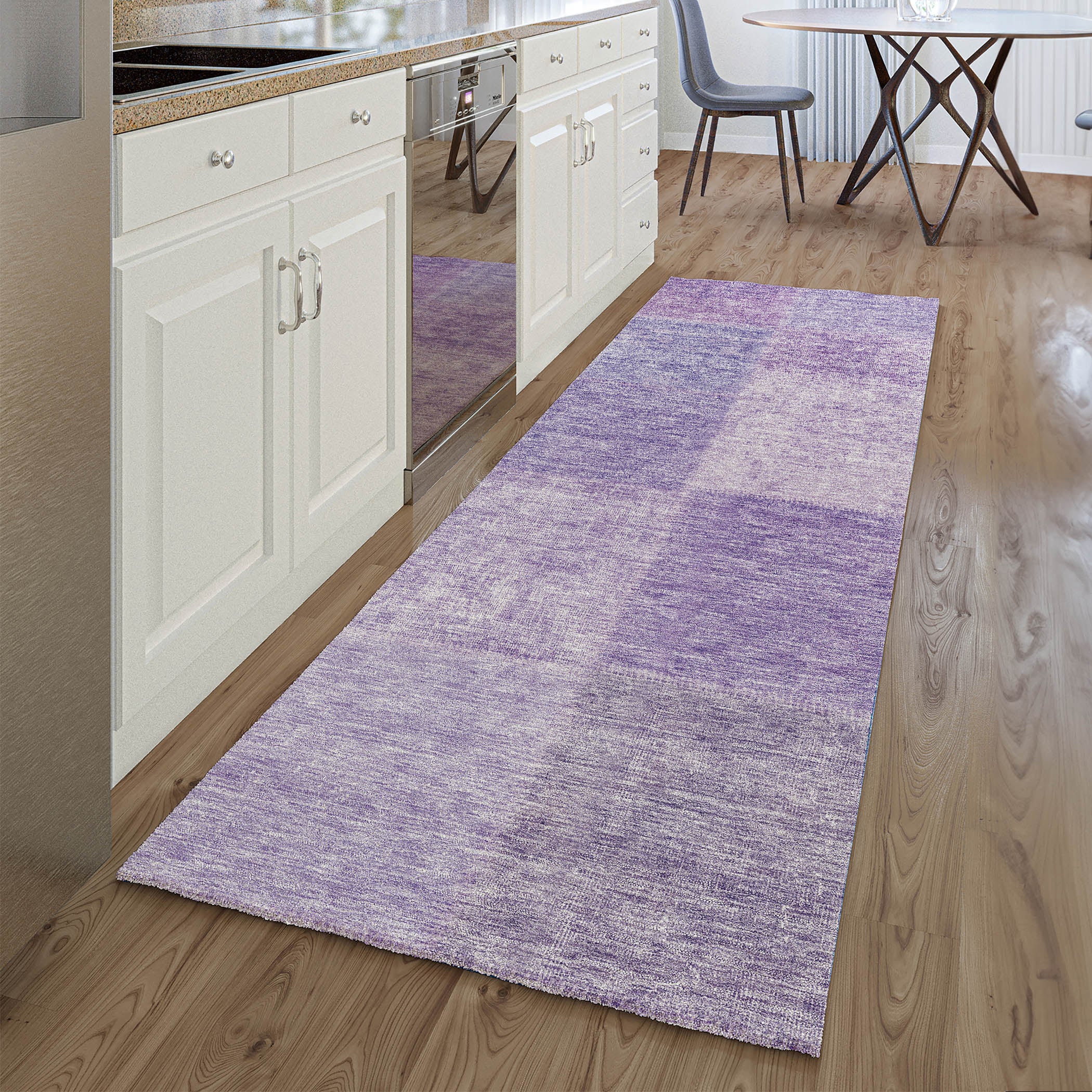 Dublin Machine Washable Transitional Lavender Purple Rug 2'3" x 7'6" #shape_Runner