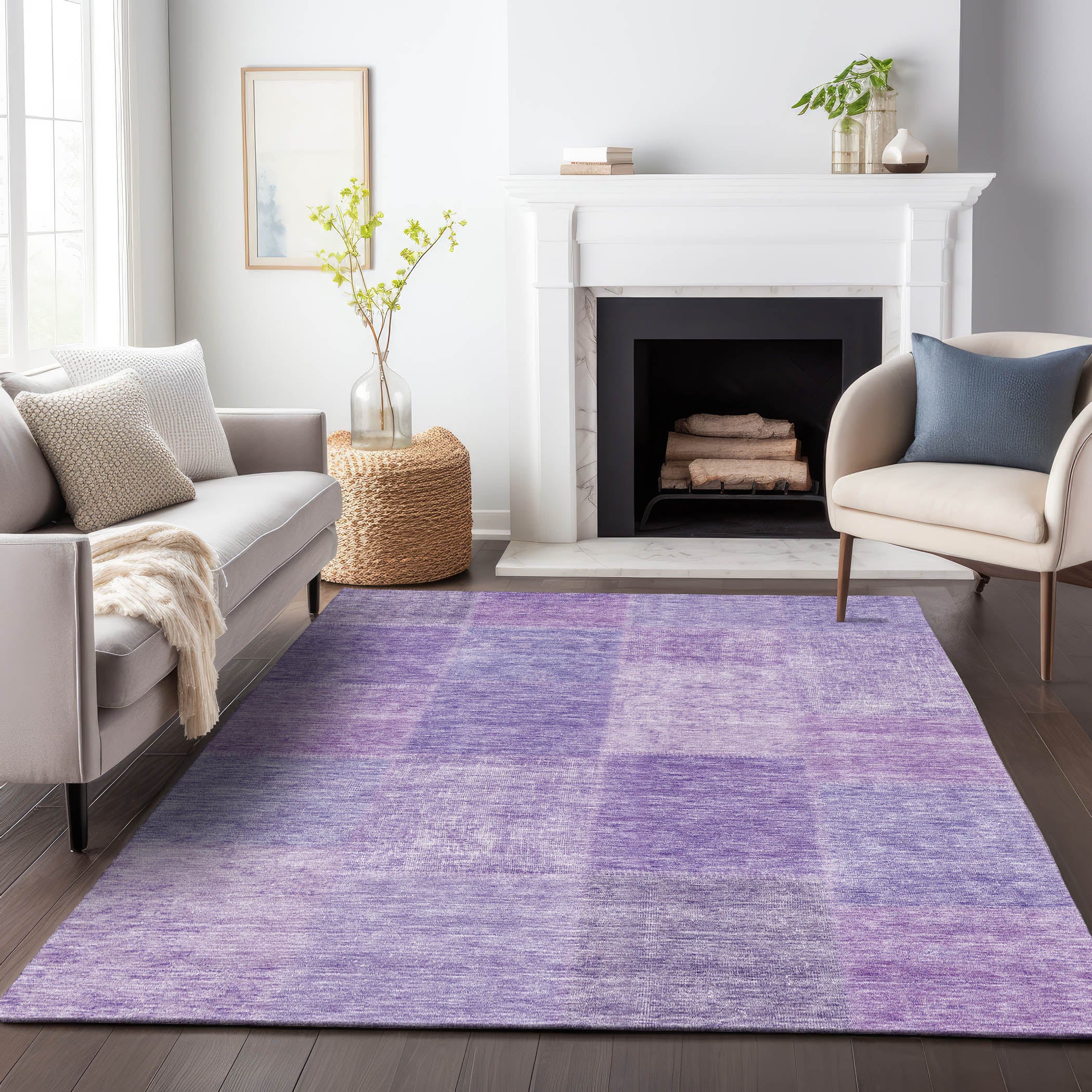 Dublin Machine Washable Transitional Lavender Purple Rug 2'6" x 3'10" #shape_Rectangle