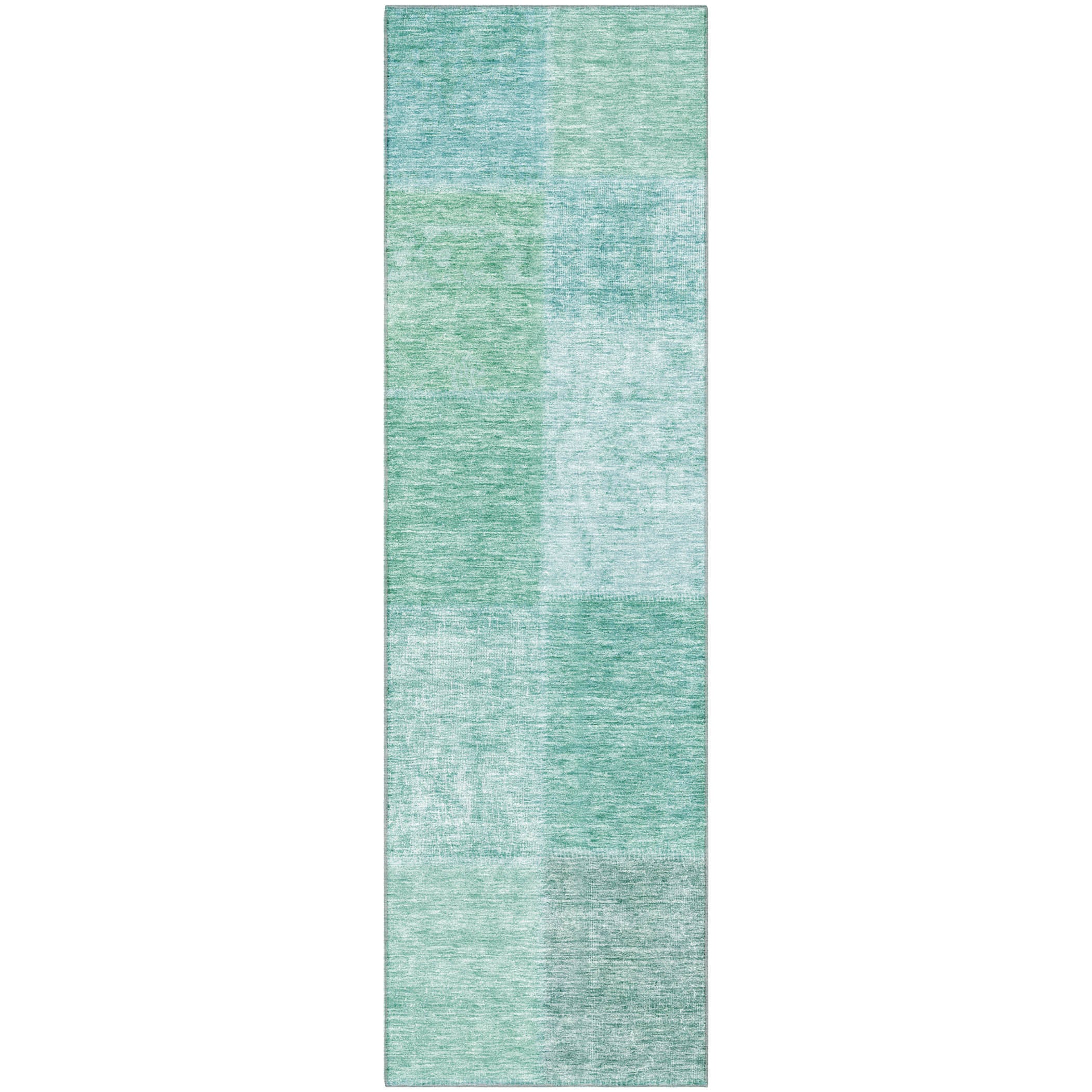 Dublin Machine Washable Transitional Teal Rug 2'3" x 7'6" #shape_Runner