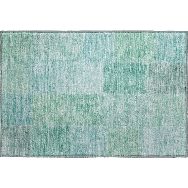 Dublin Machine Washable Transitional Teal Rug 1'8" x 2'6"