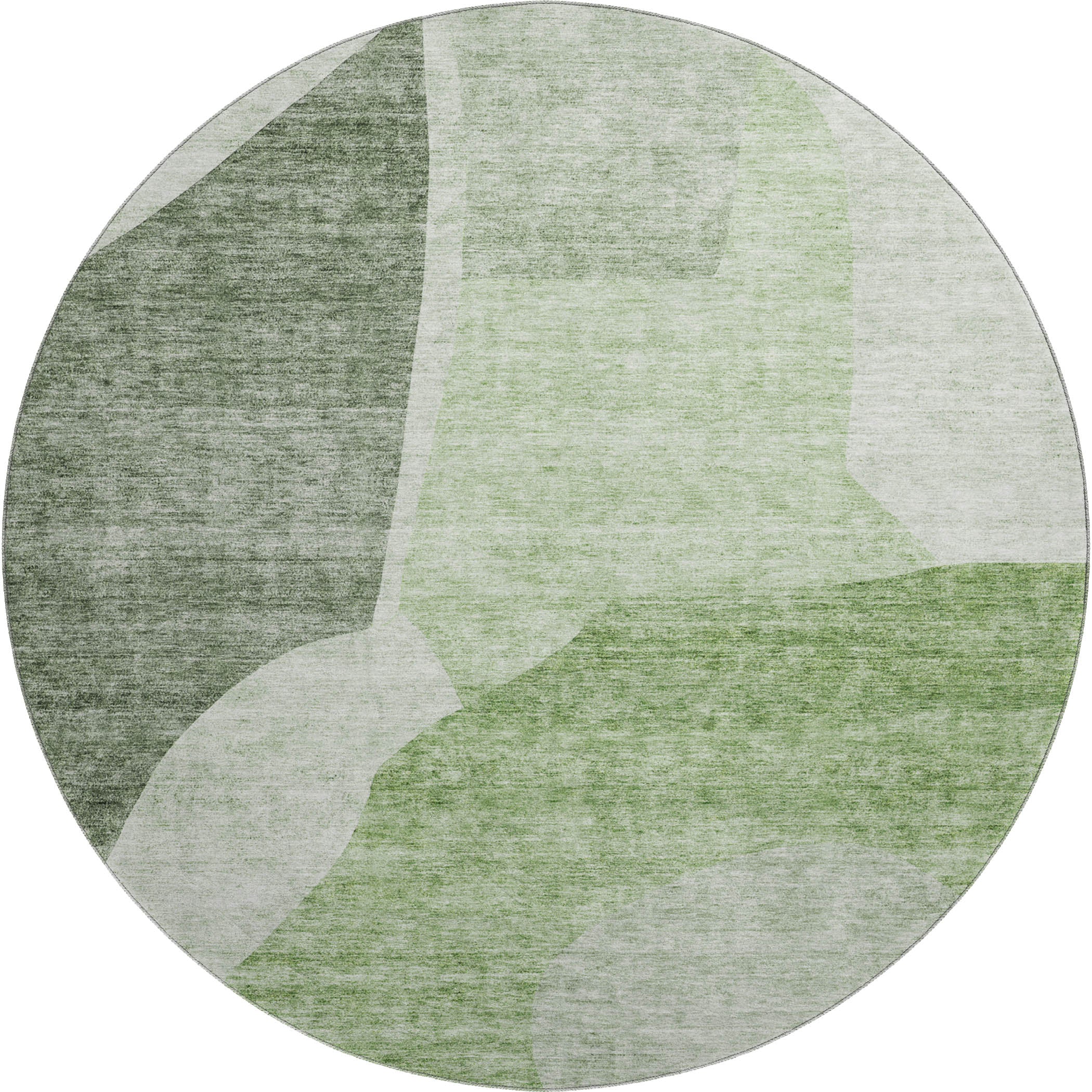 Montevideo Machine Washable Transitional Aloe Green Rug 8' x 8' #shape_Round