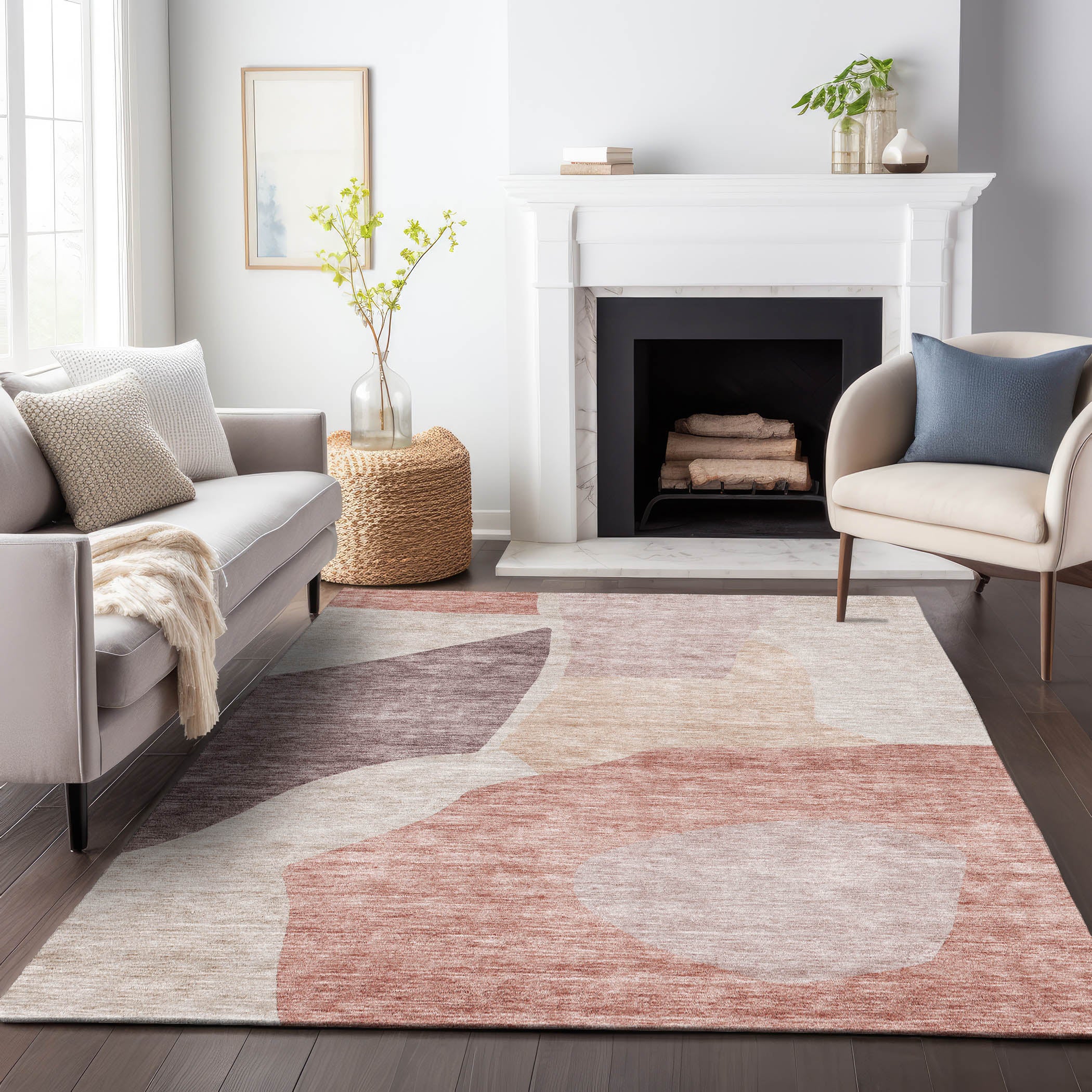Montevideo Machine Washable Transitional Blush Pink Rug 2'6" x 3'10" #shape_Rectangle