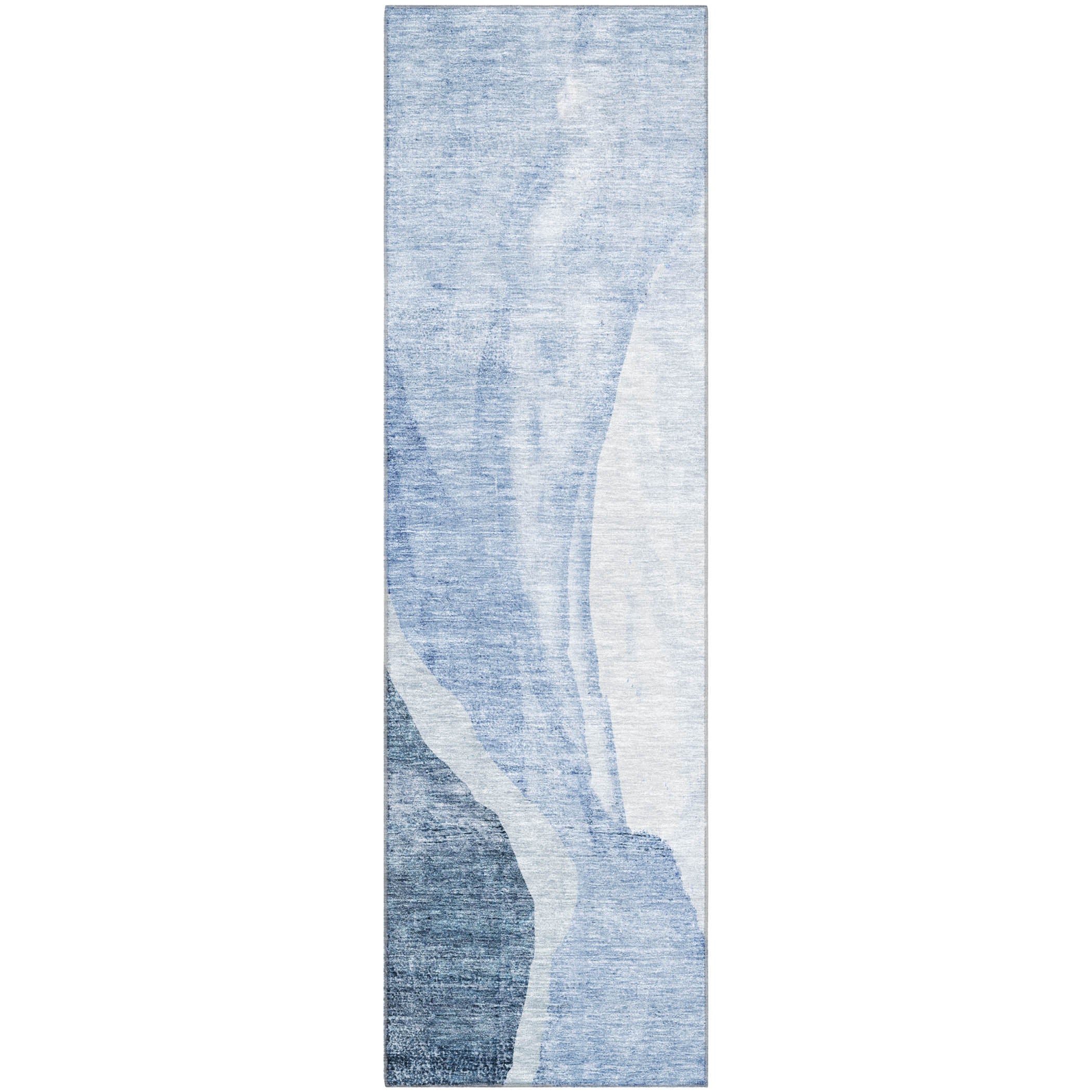 Seville Machine Washable Transitional Blue Rug 2'3" x 7'6" #shape_Runner