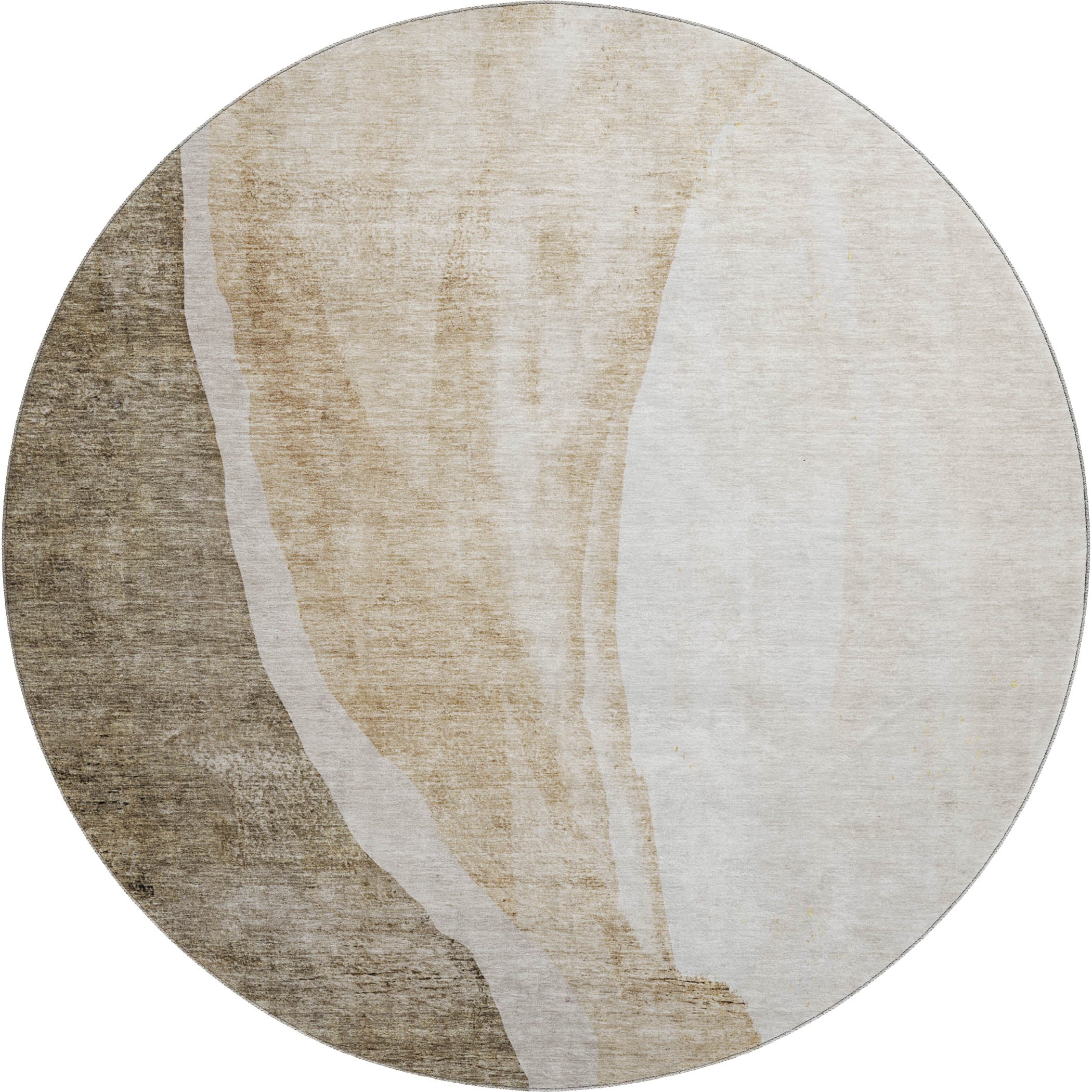 Seville Machine Washable Transitional Brown Rug 8' x 8' #shape_Round