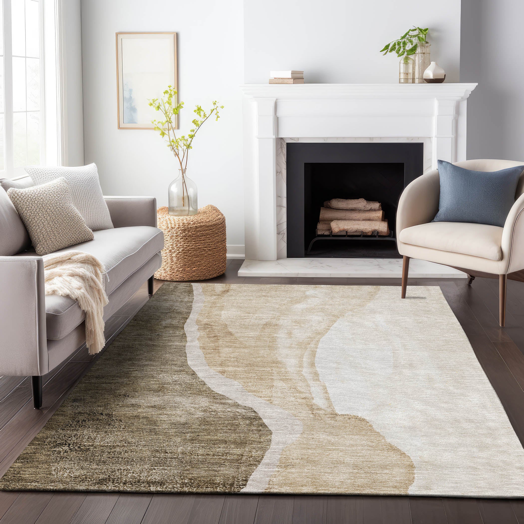 Seville Machine Washable Transitional Brown Rug 2'6" x 3'10" #shape_Rectangle