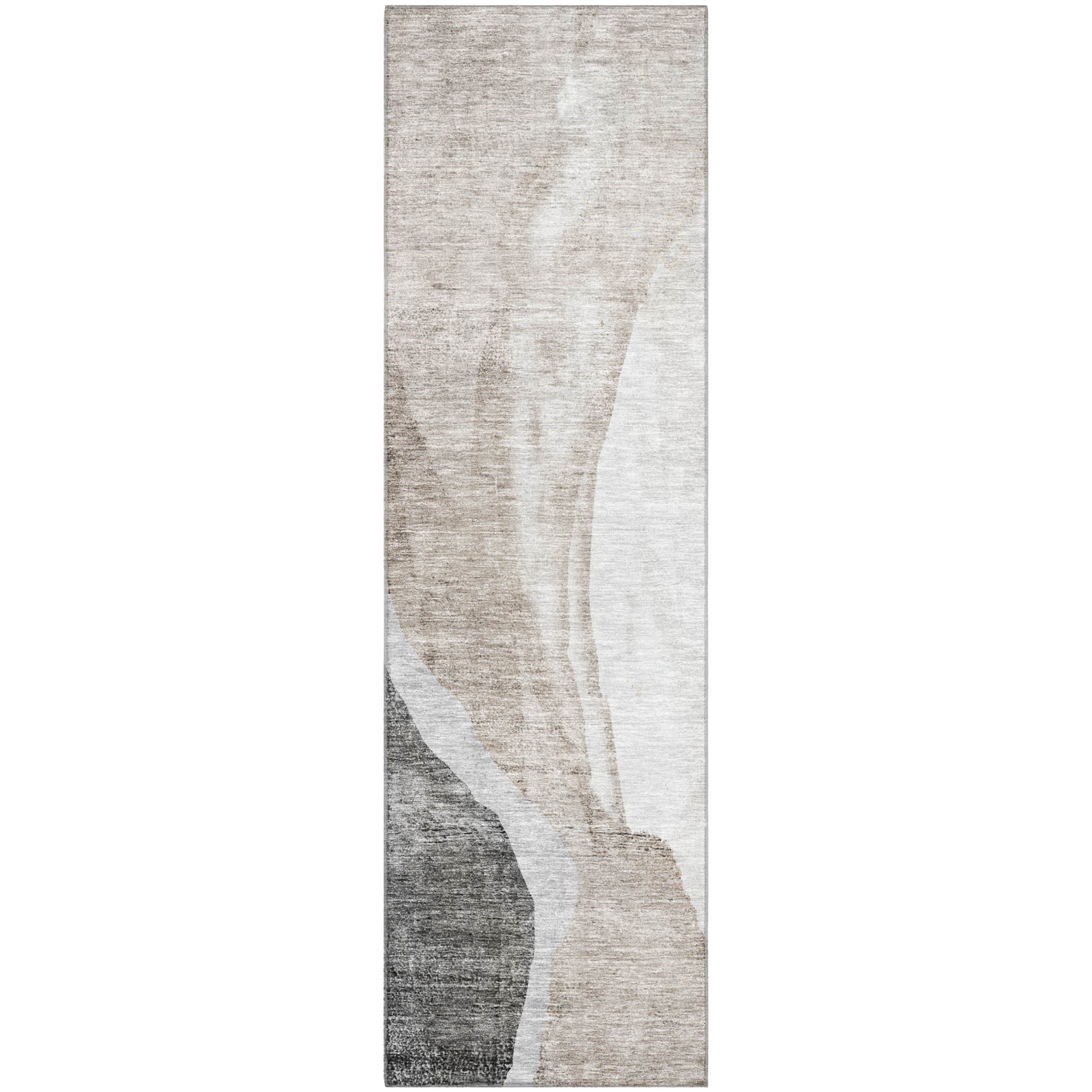 Seville Machine Washable Transitional Charcoal Gray Rug 2'3" x 7'6" #shape_Runner