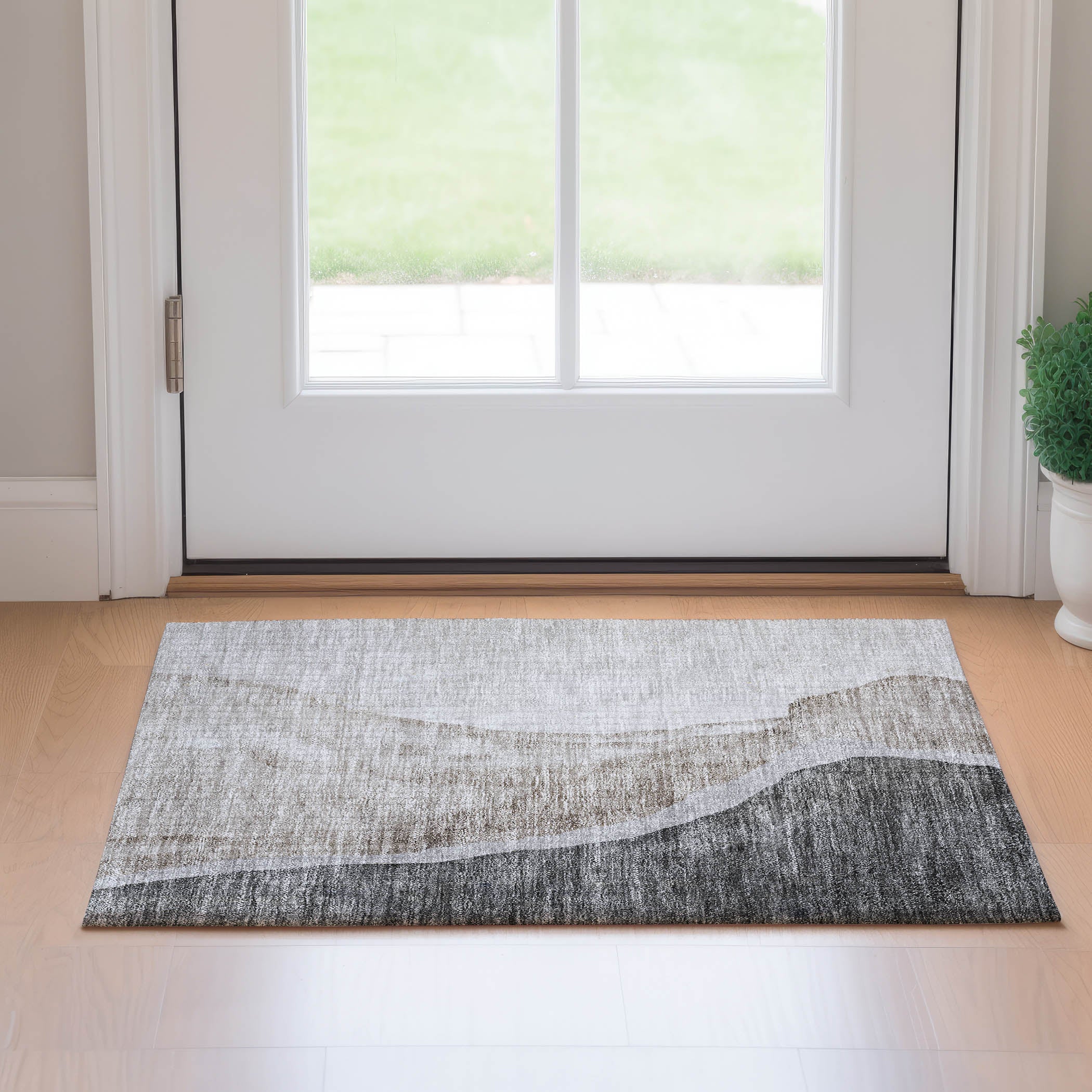 Seville Machine Washable Transitional Charcoal Gray Rug 1'8" x 2'6" #shape_Rectangle