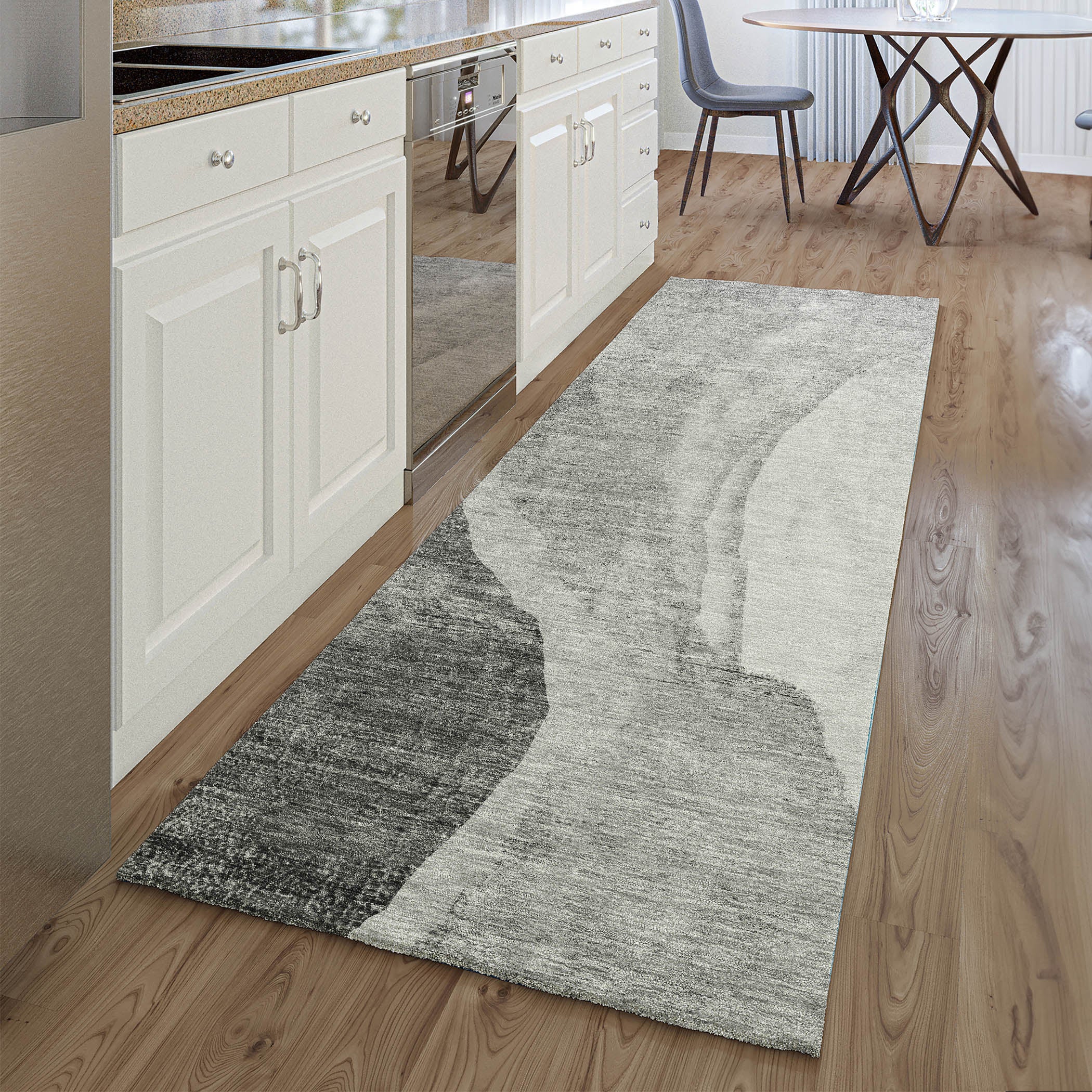 Seville Machine Washable Transitional Gray Rug 2'3" x 7'6" #shape_Runner
