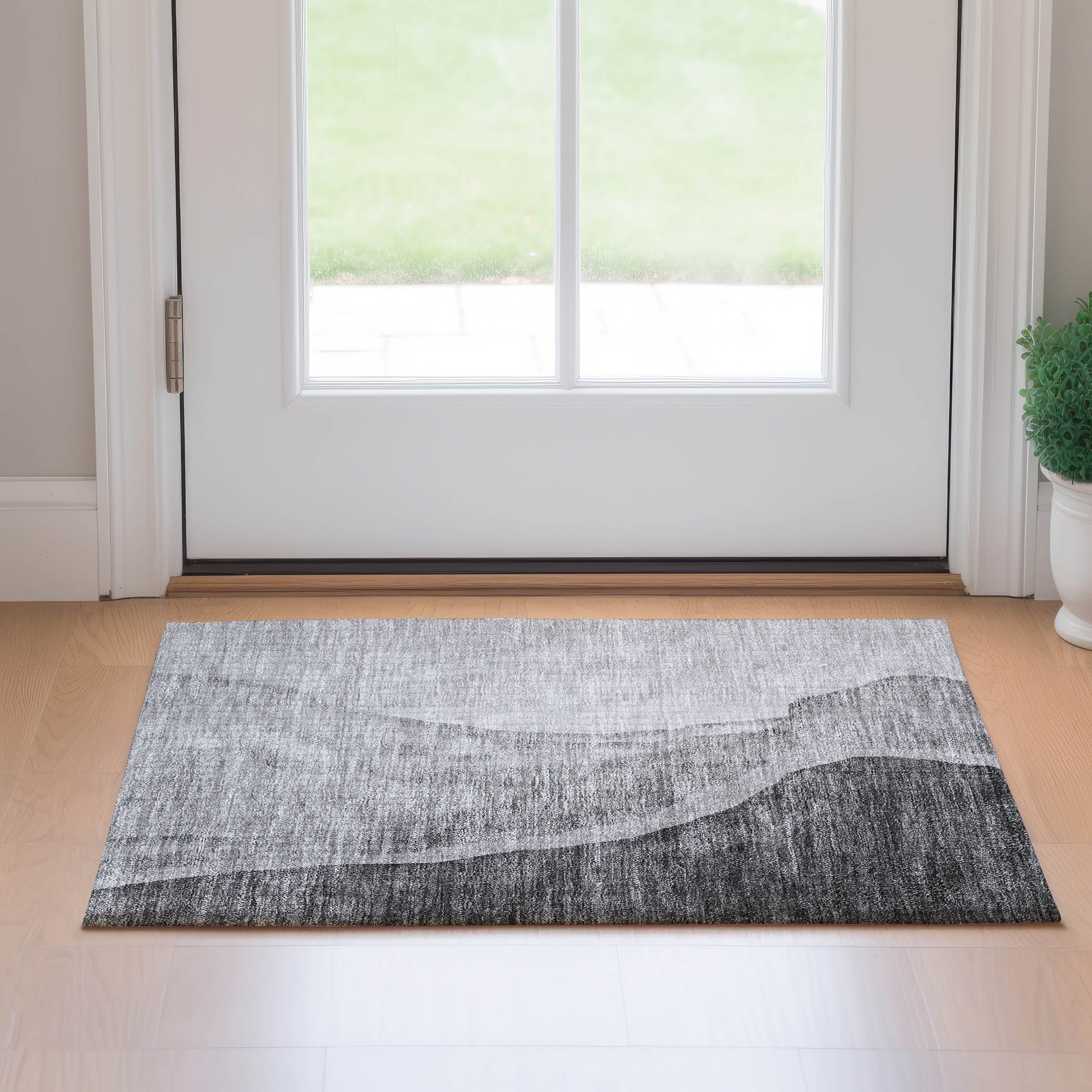 Seville Machine Washable Transitional Gray Rug 1'8" x 2'6" #shape_Rectangle