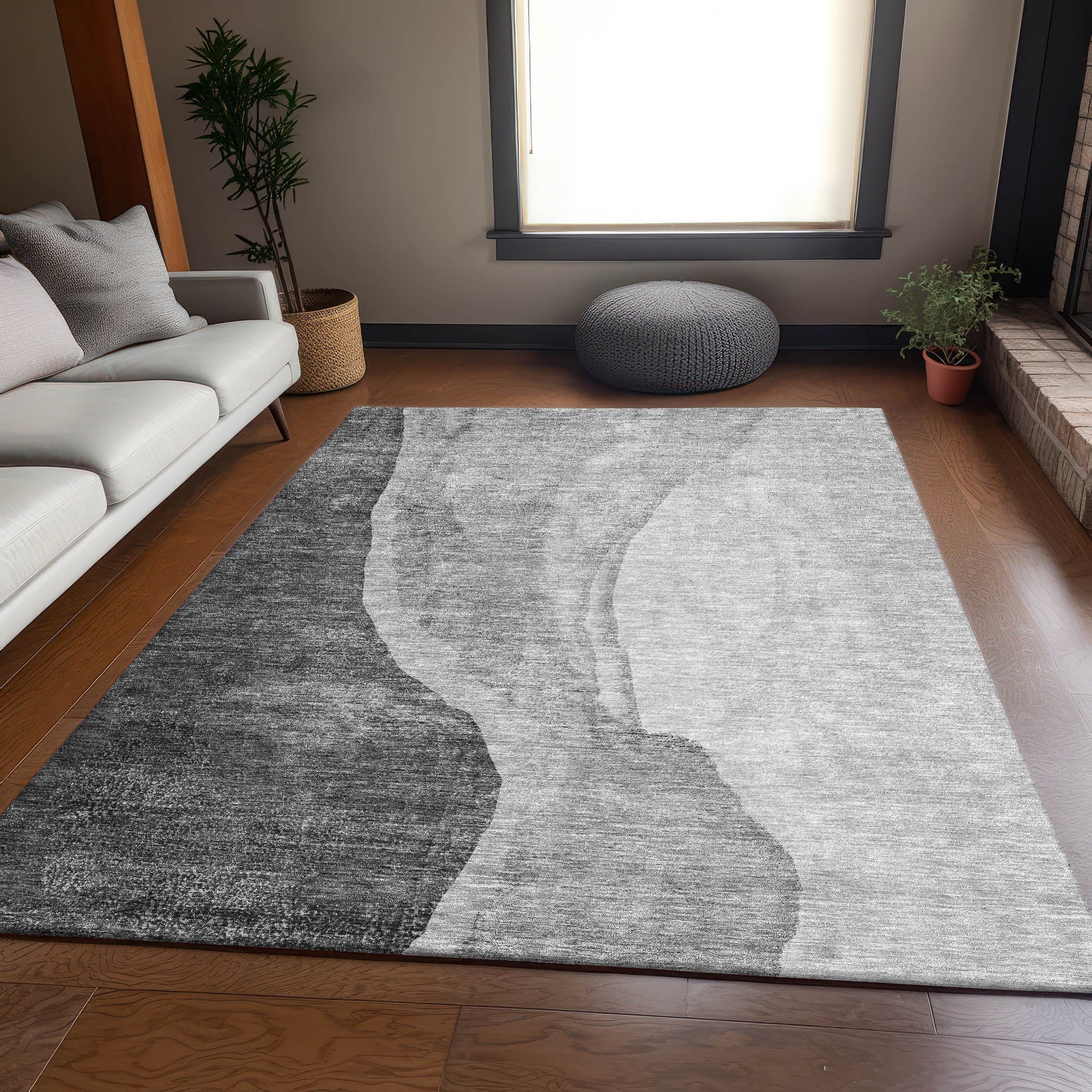 Seville Machine Washable Transitional Gray Rug 2'6" x 3'10" #shape_Rectangle