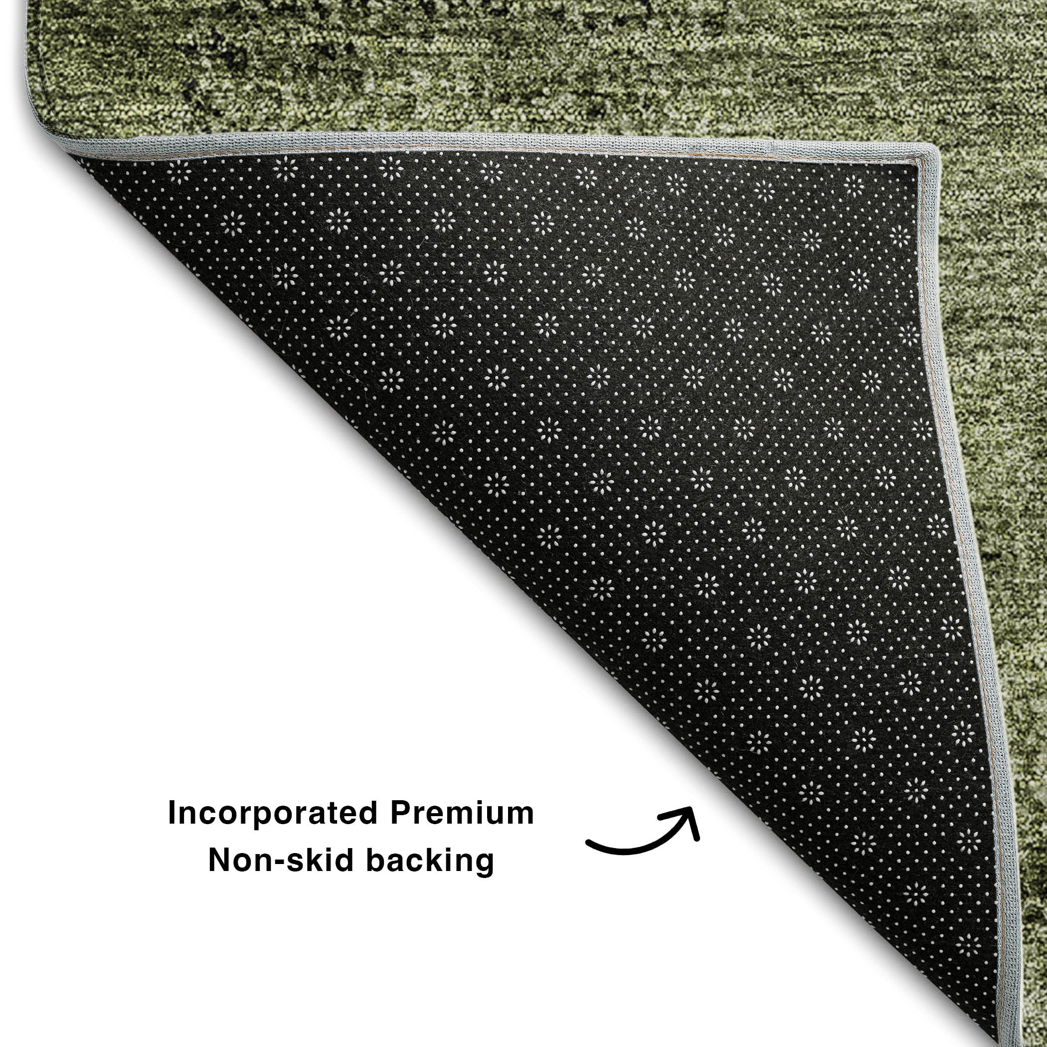 Seville Machine Washable Transitional Olive Green Rug 1'8" x 2'6" #shape_Rectangle