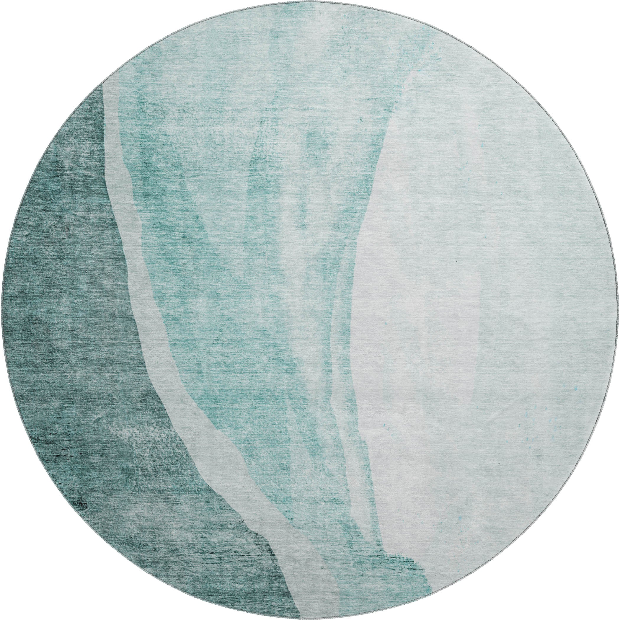 Seville Machine Washable Transitional Teal Rug 8' x 8' #shape_Round