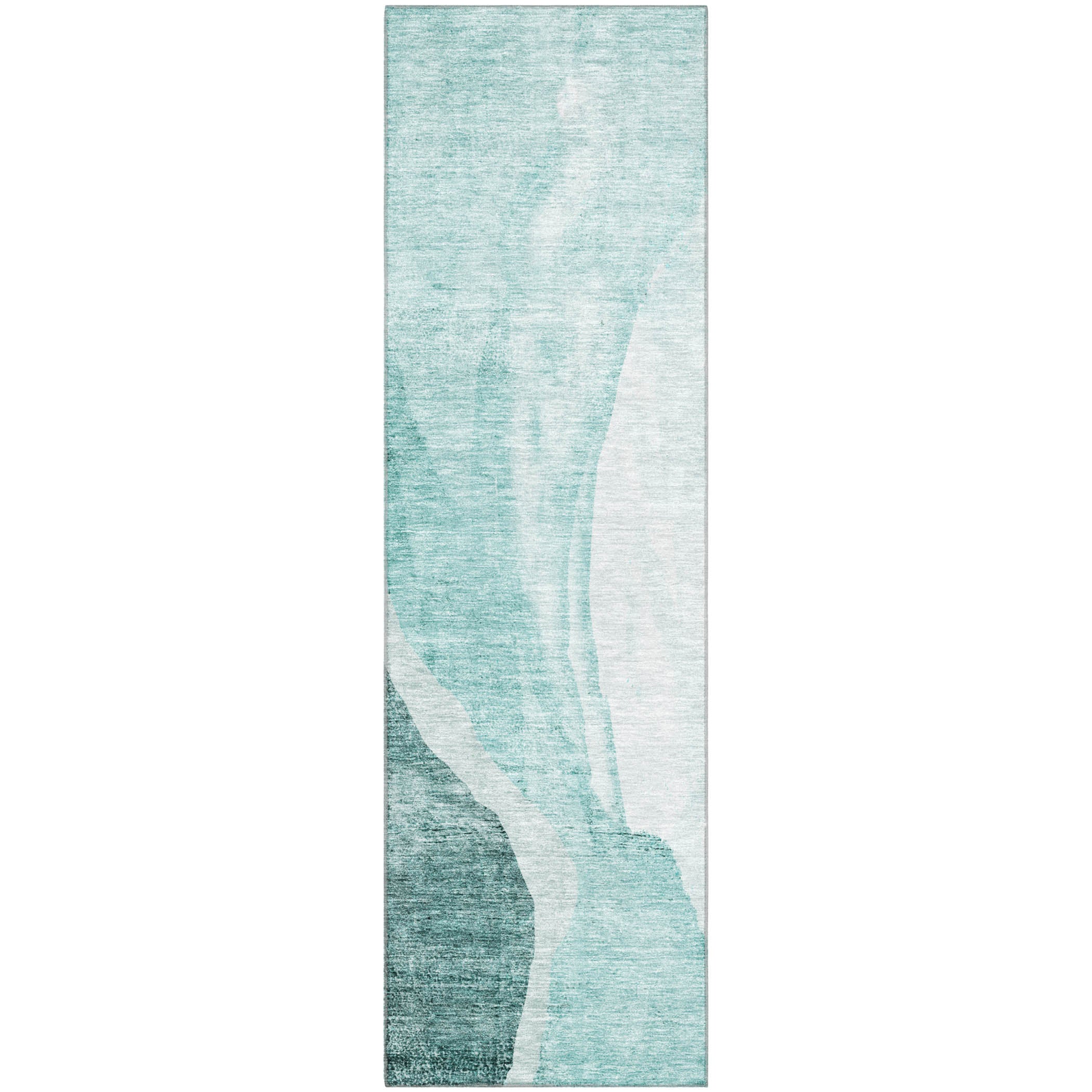 Seville Machine Washable Transitional Teal Rug 2'3" x 7'6" #shape_Runner