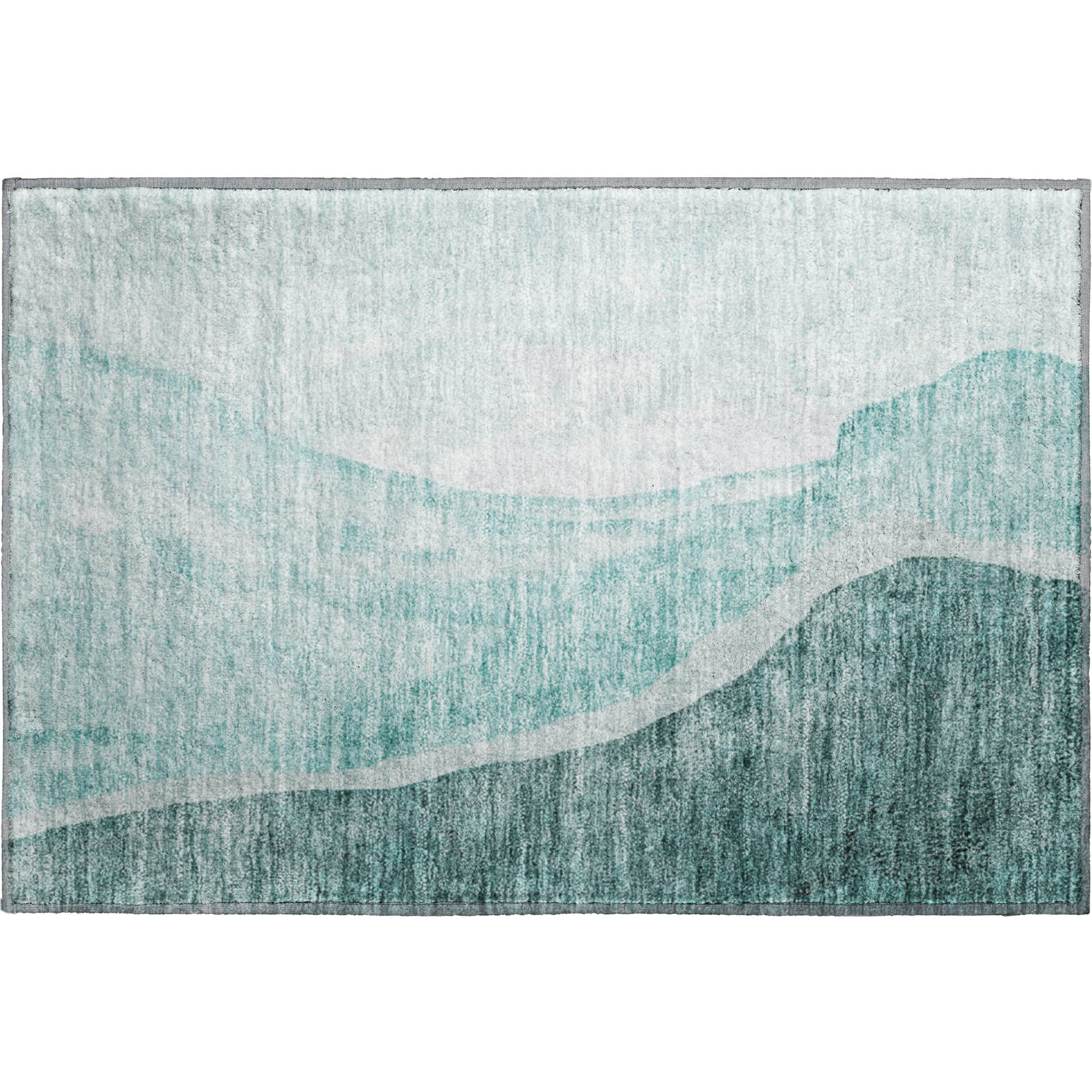 Seville Machine Washable Transitional Teal Rug 1'8" x 2'6" #shape_Rectangle