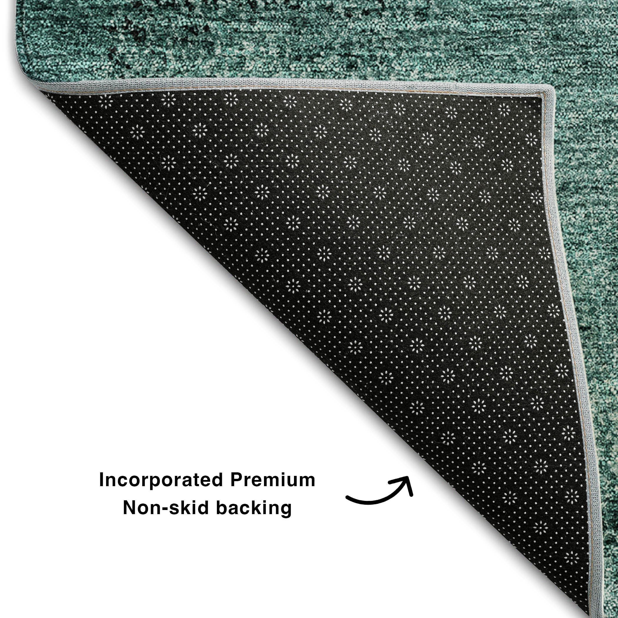 Seville Machine Washable Transitional Teal Rug 1'8" x 2'6" #shape_Rectangle