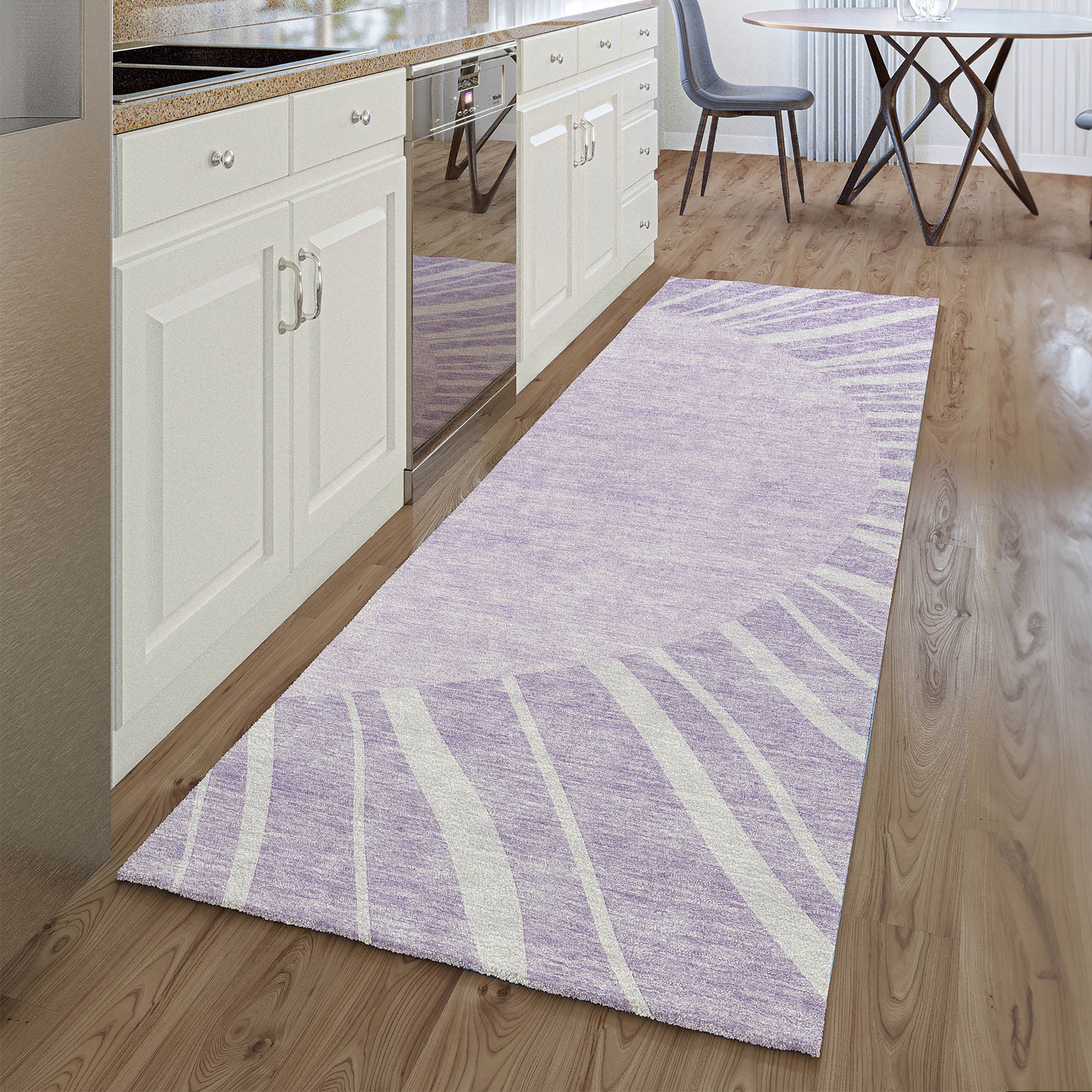 Ghent Machine Washable Transitional Lavender Purple Rug 2'3" x 7'6" #shape_Runner