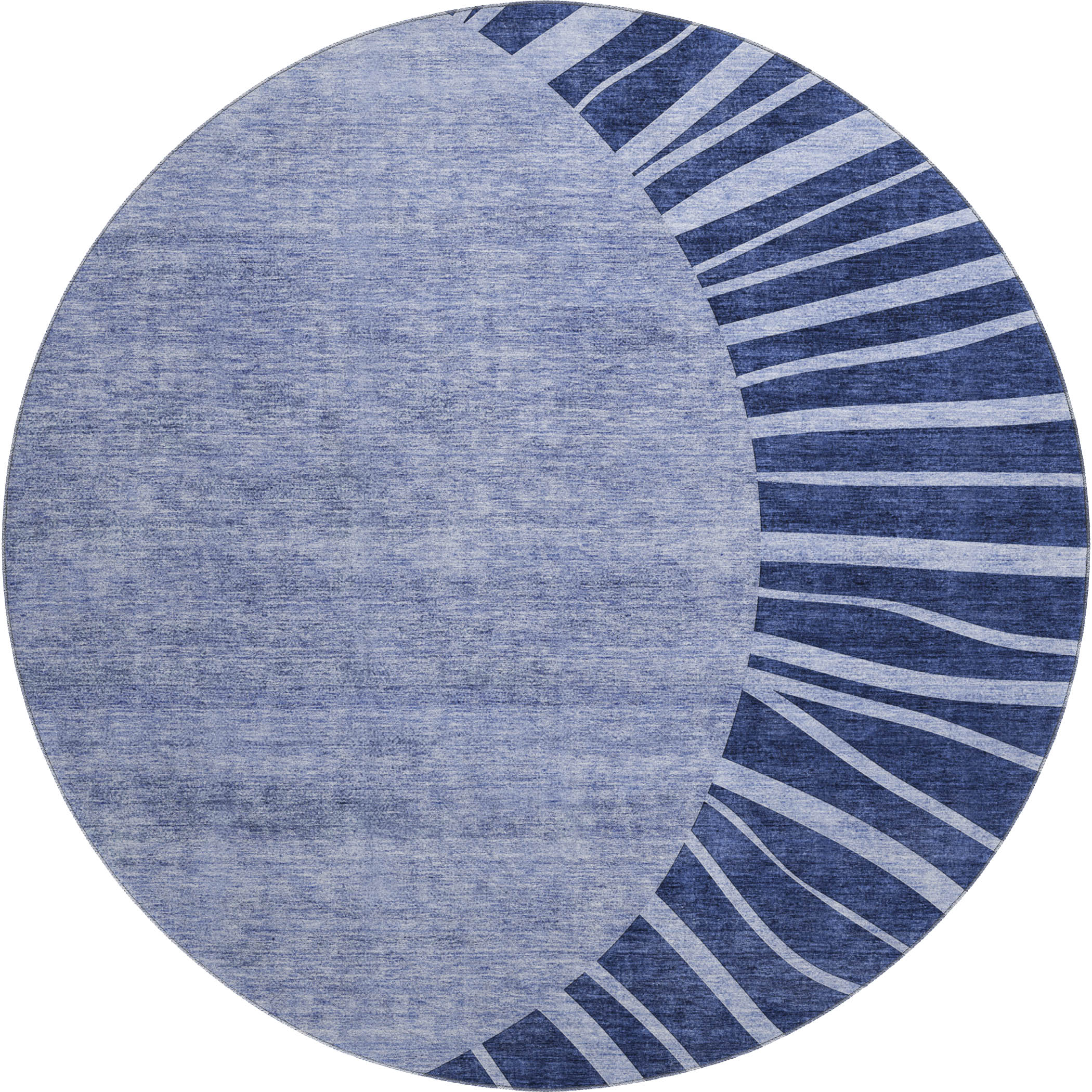 Ghent Machine Washable Transitional Navy Blue Rug 8' x 8' #shape_Round