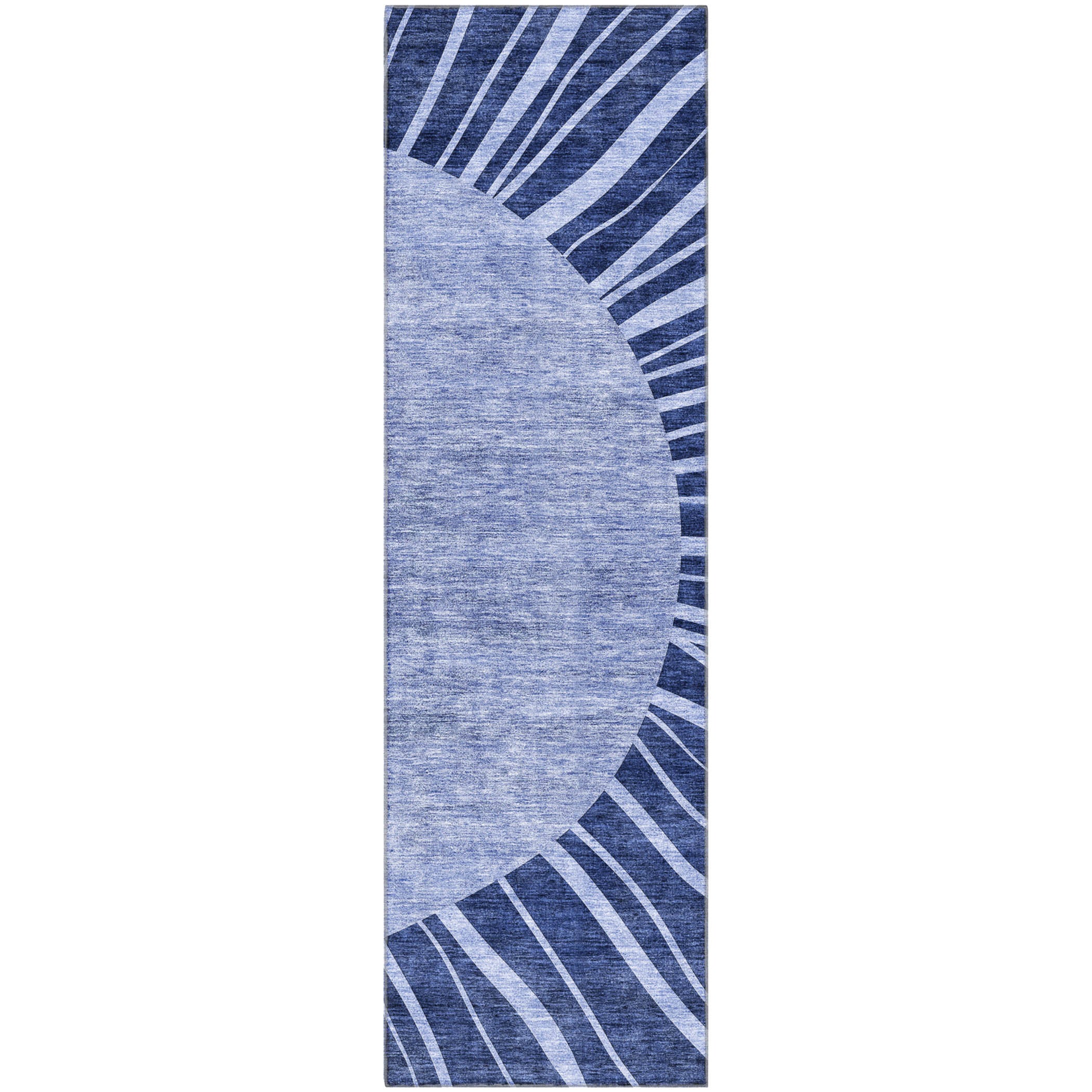 Ghent Machine Washable Transitional Navy Blue Rug 2'3" x 7'6" #shape_Runner