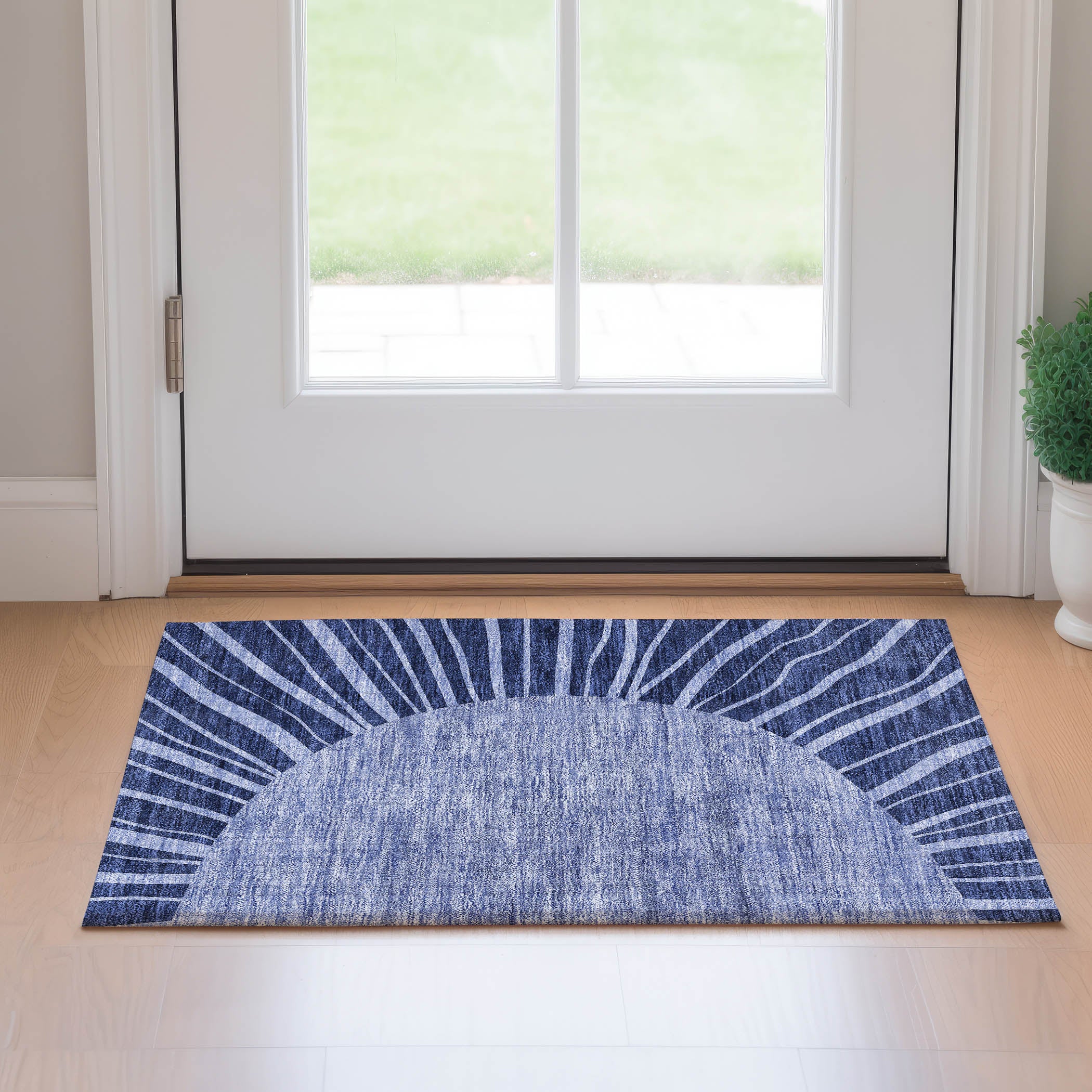 Ghent Machine Washable Transitional Navy Blue Rug 1'8" x 2'6" #shape_Rectangle