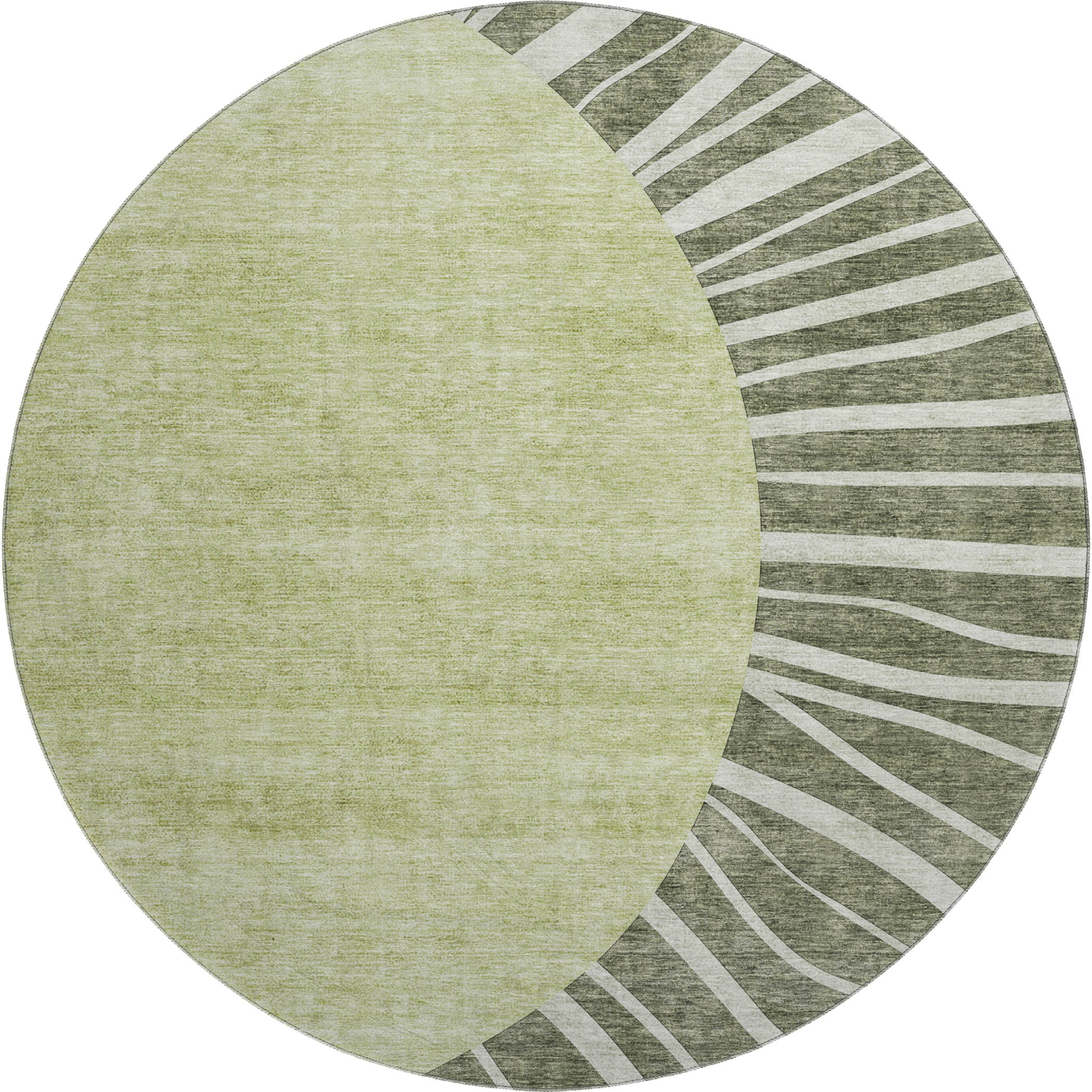 Ghent Machine Washable Transitional Olive Green Rug 8' x 8' #shape_Round