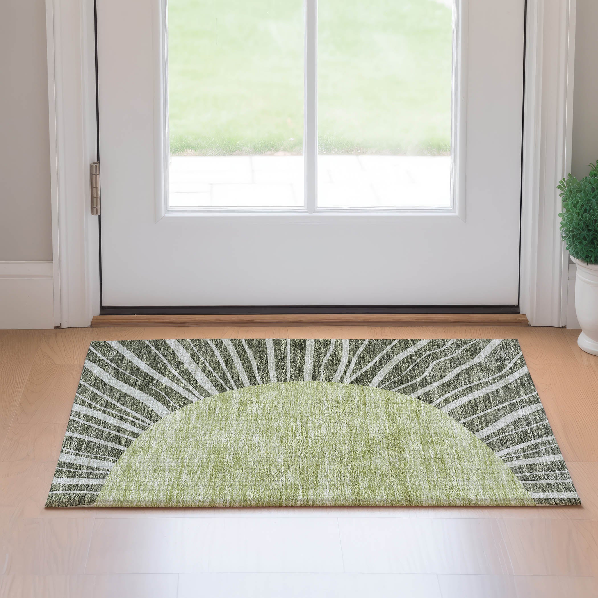 Ghent Machine Washable Transitional Olive Green Rug 1'8" x 2'6" #shape_Rectangle