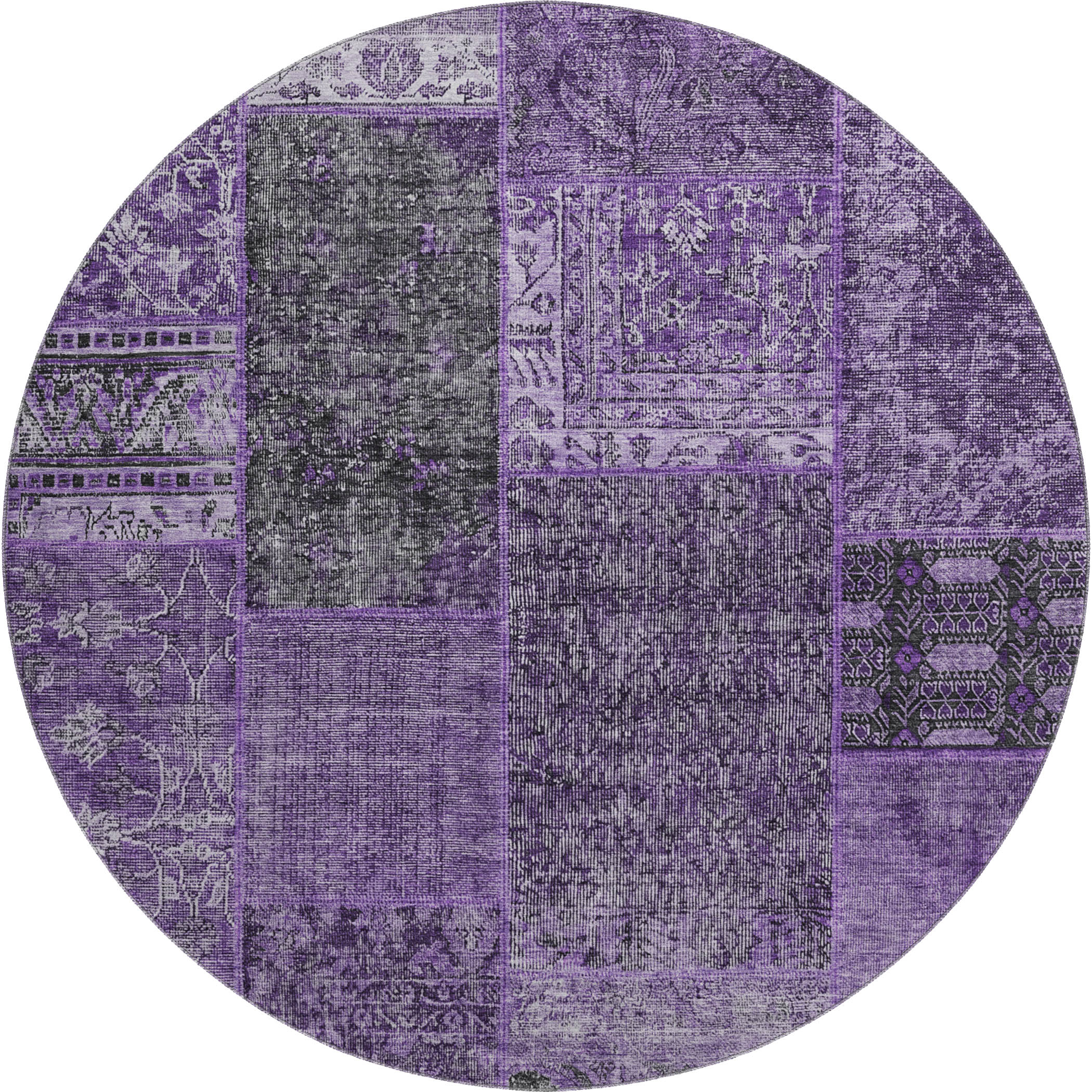 Sintra Machine Washable Transitional Eggplant Purple Rug 8' x 8' #shape_Round